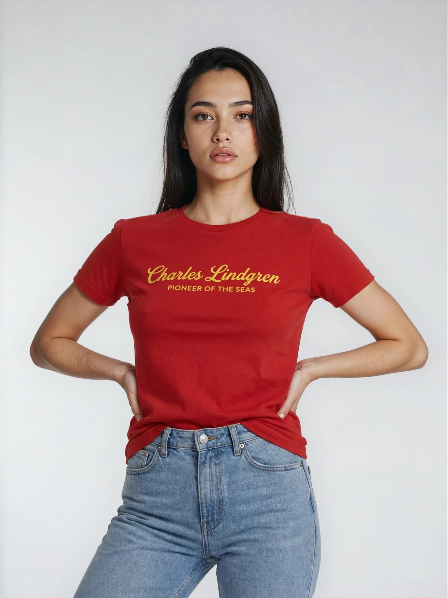 Charles Lindgren® – Damen T-Shirt „Charles and the Pioneer“ Rot