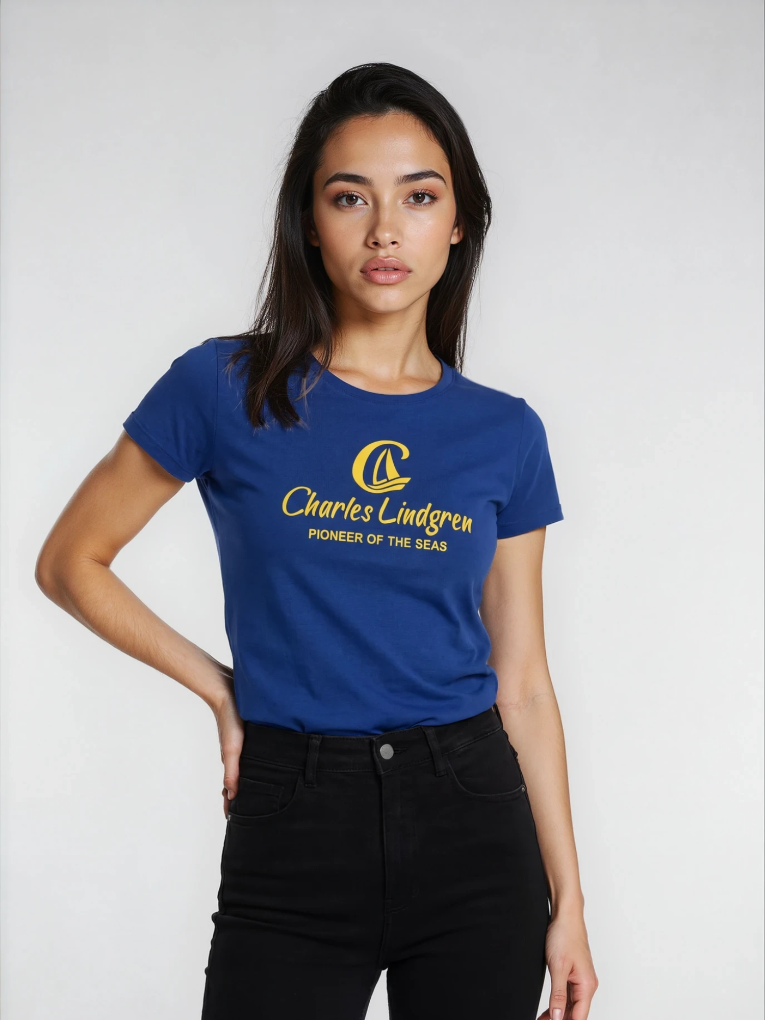 Charles Lindgren® – Damen T-Shirt „Charles and the Pioneer“ Royal Blue