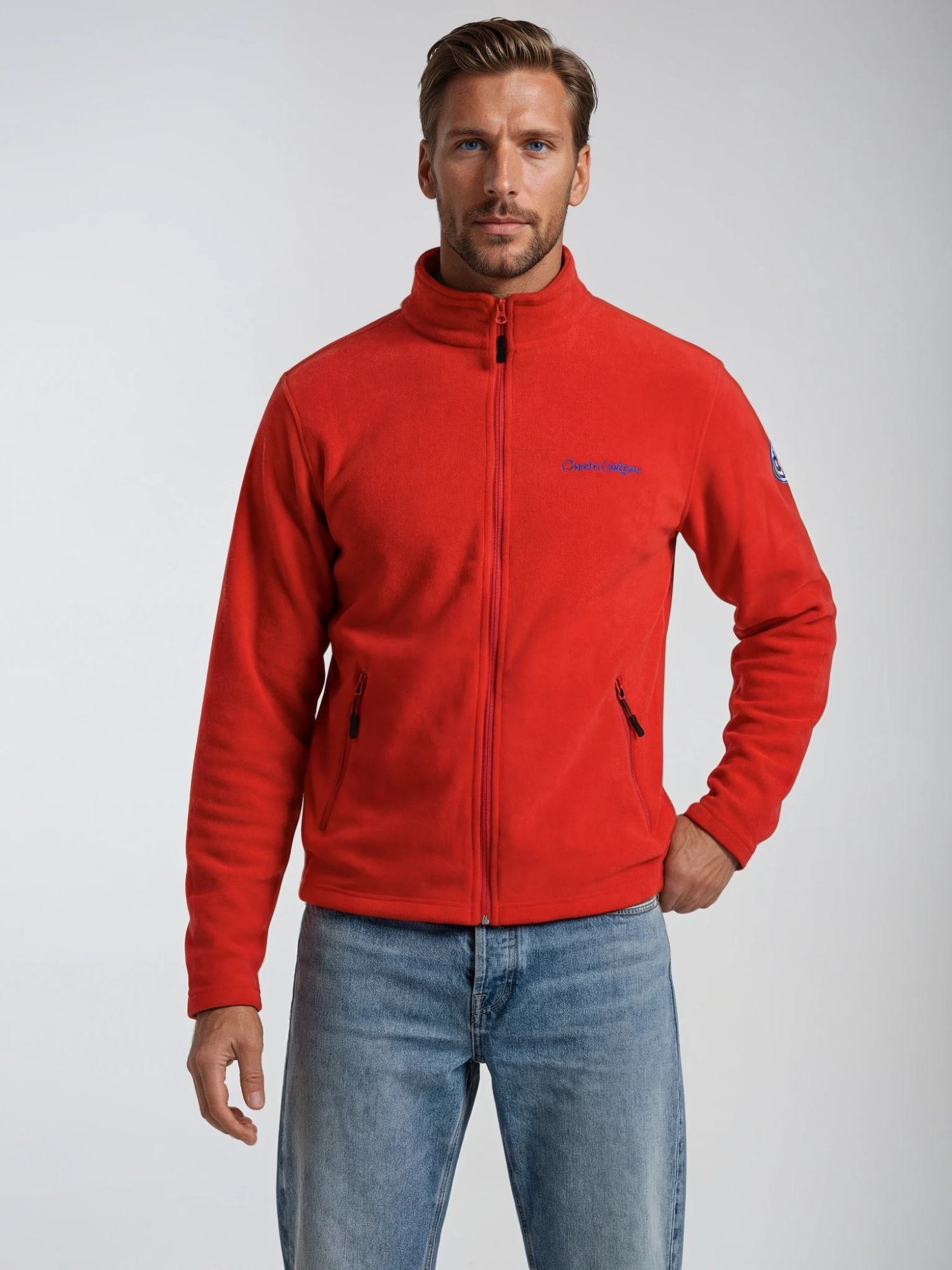 "Poseidon" Fleece Jacket, Red, Men's, Unisex