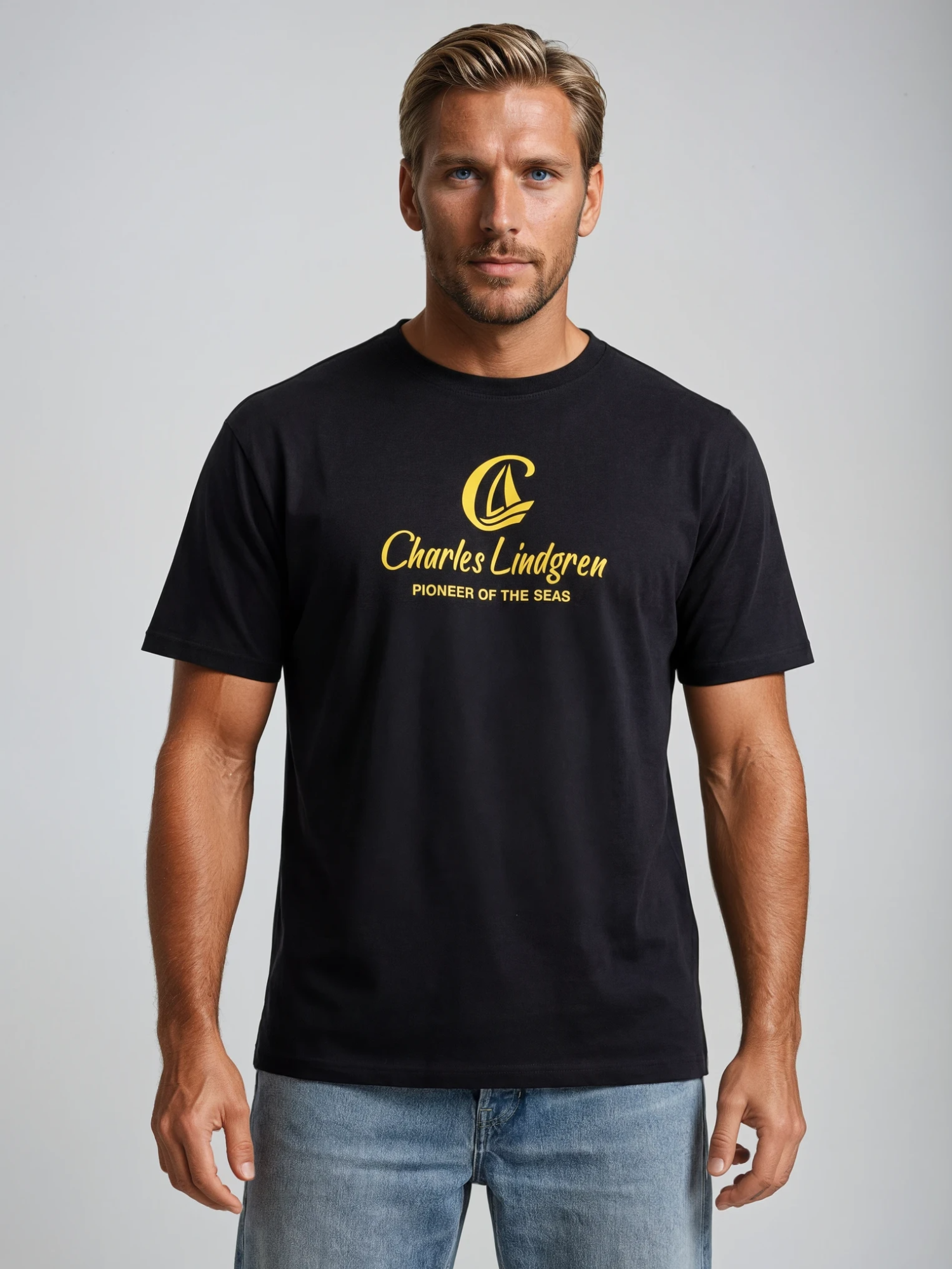 Charles Lindgren® – Herren T-Shirt „Pioneer of the Sea“ Schwarz