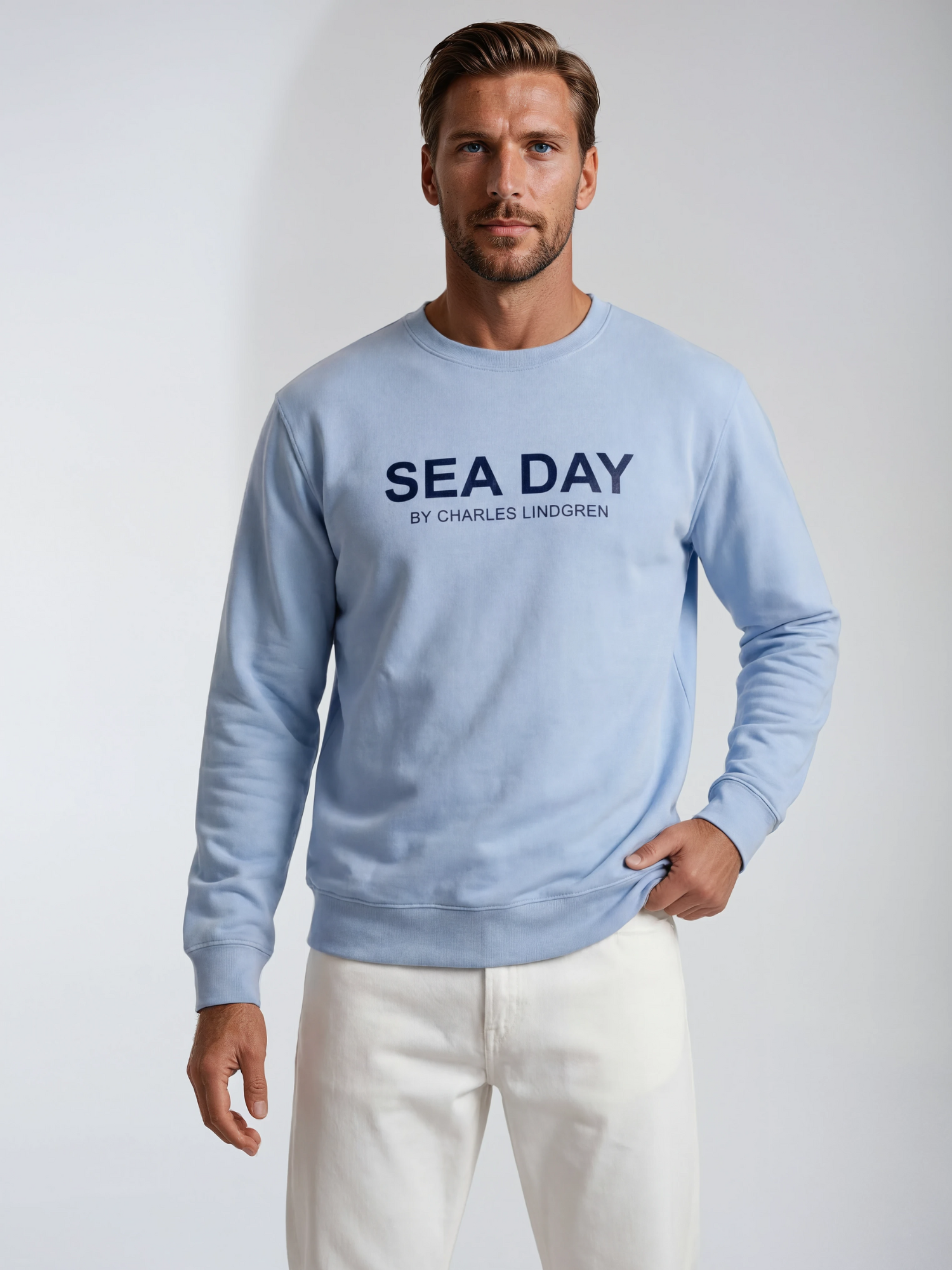 Charles Lindgren® – Herren & Unisex Sweatshirt „Sea Day“ in Babyblau