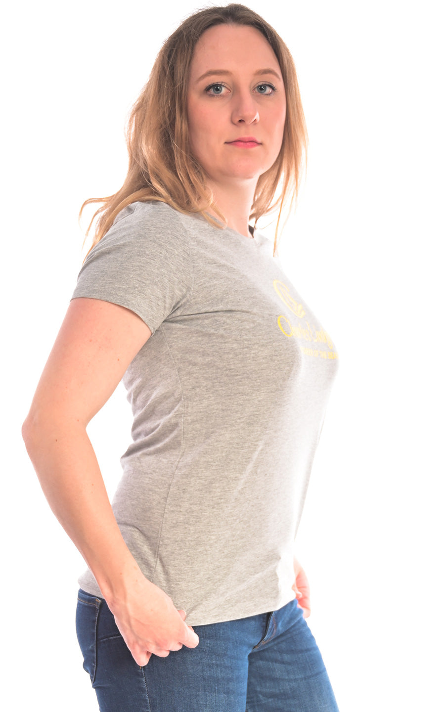 „Charles and the Pioneer“ T-Shirt, grey melange, Damen
