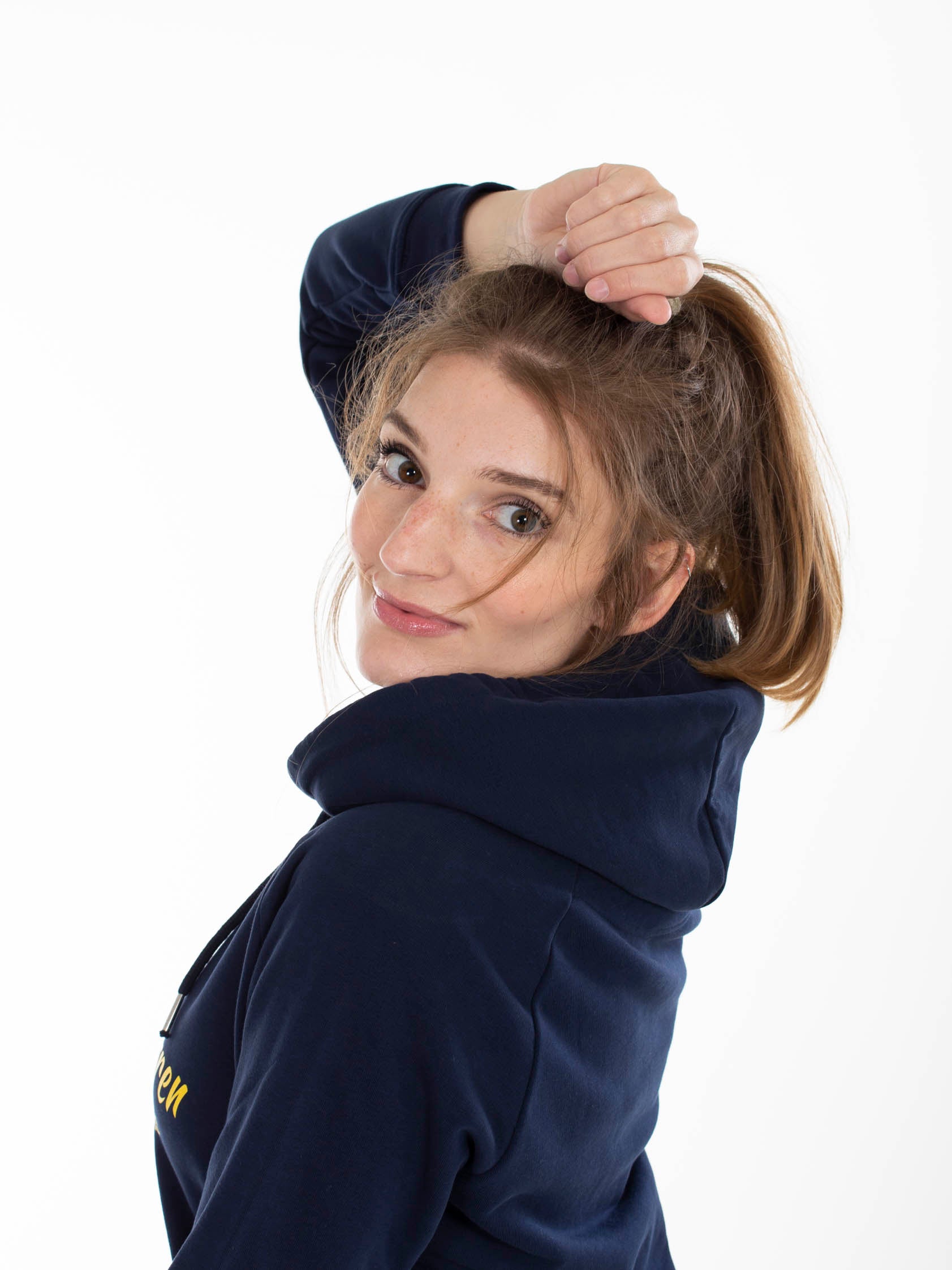 Lindgren Charles and the Pioneer Hoodie Damen Dunkelblau Seitlich Kapuze