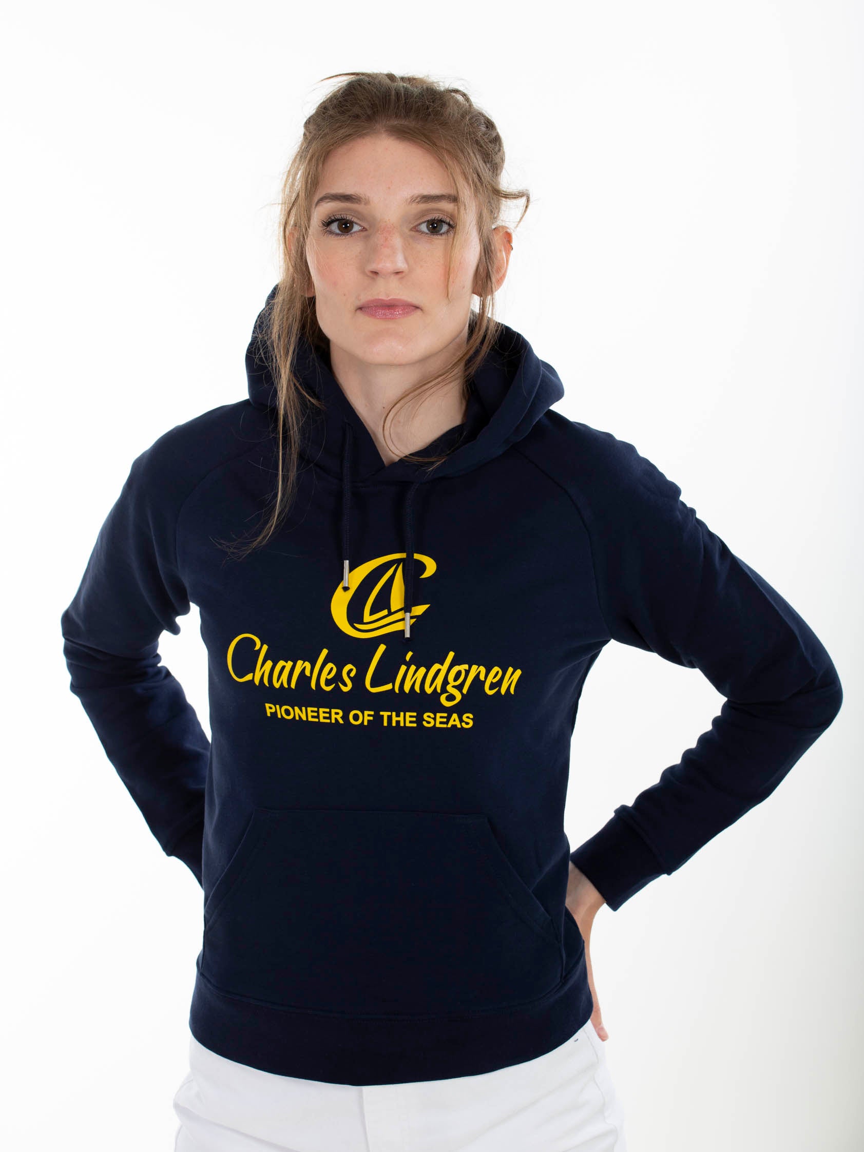 Lindgren Charles and the Pioneer Hoodie Damen Dunkelblau Vorne Front