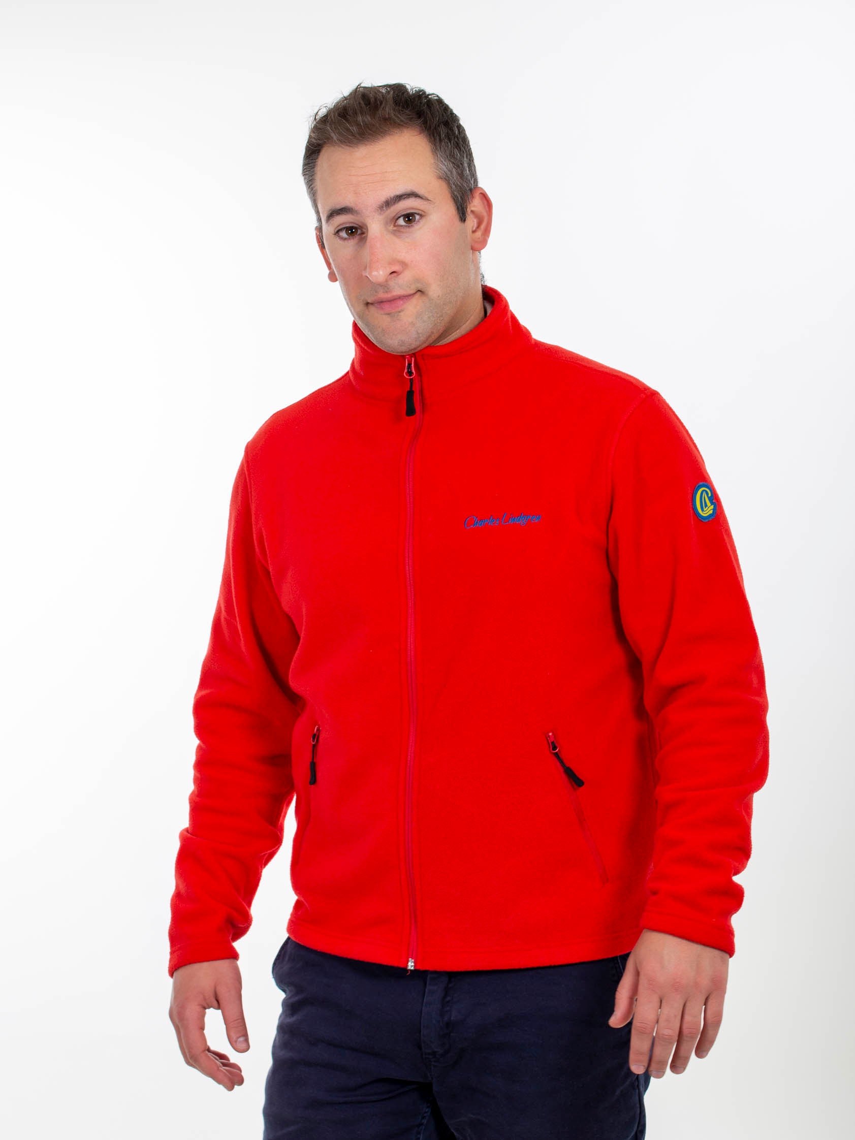 Poseidon Fleecejacke Rot Herren Unisex Vorne