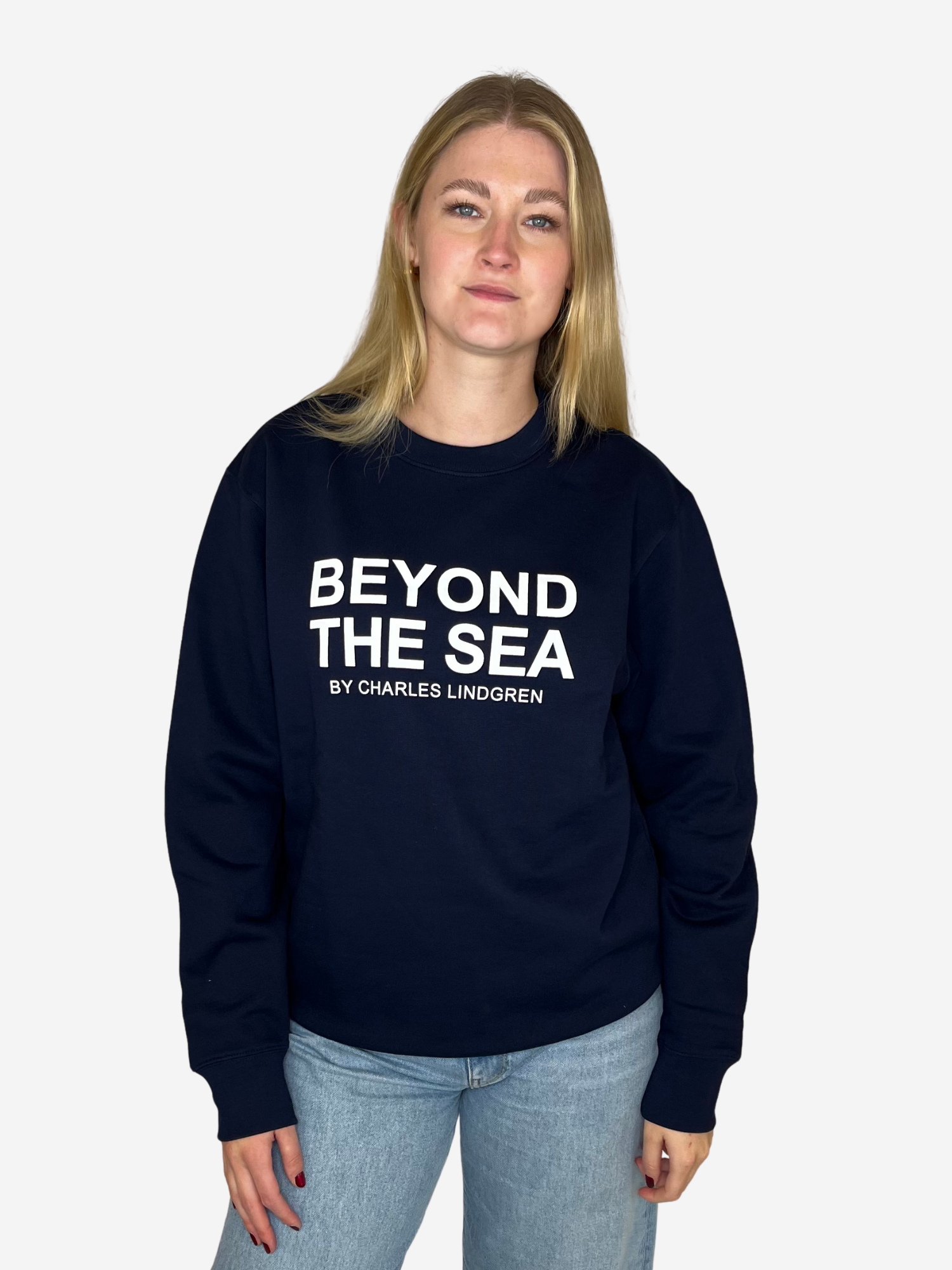 BEYOND THE SEA Sweatshirt Damen Unisex NAVY vorne charles lindgren offiziell