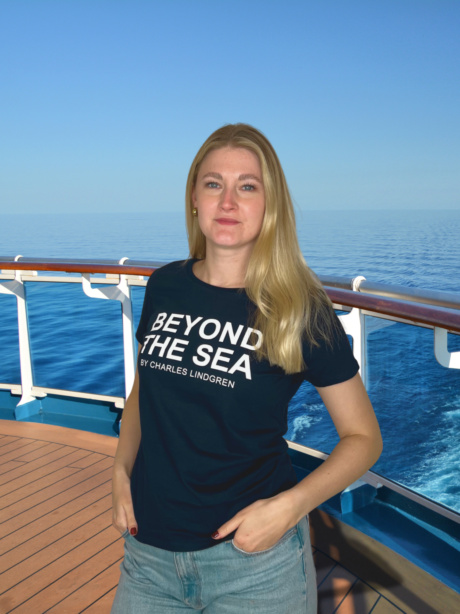 BEYOND THE SEA T-Shirt Navy Damen vorne Kreuzfahrt Charles lindgren offiziell