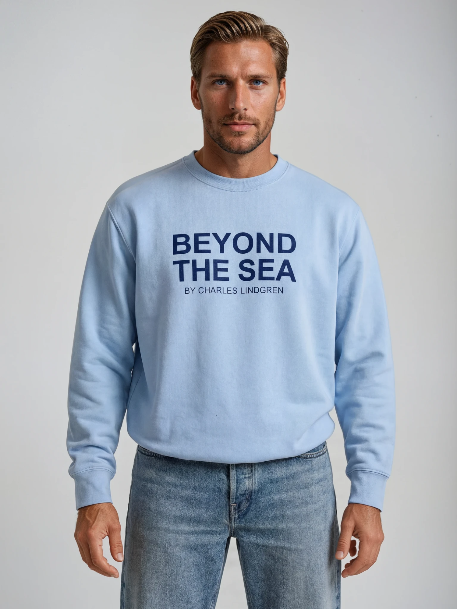 Charles Lindgren® – Herren & Unisex Sweatshirt „Beyond the Sea“ in Babyblau