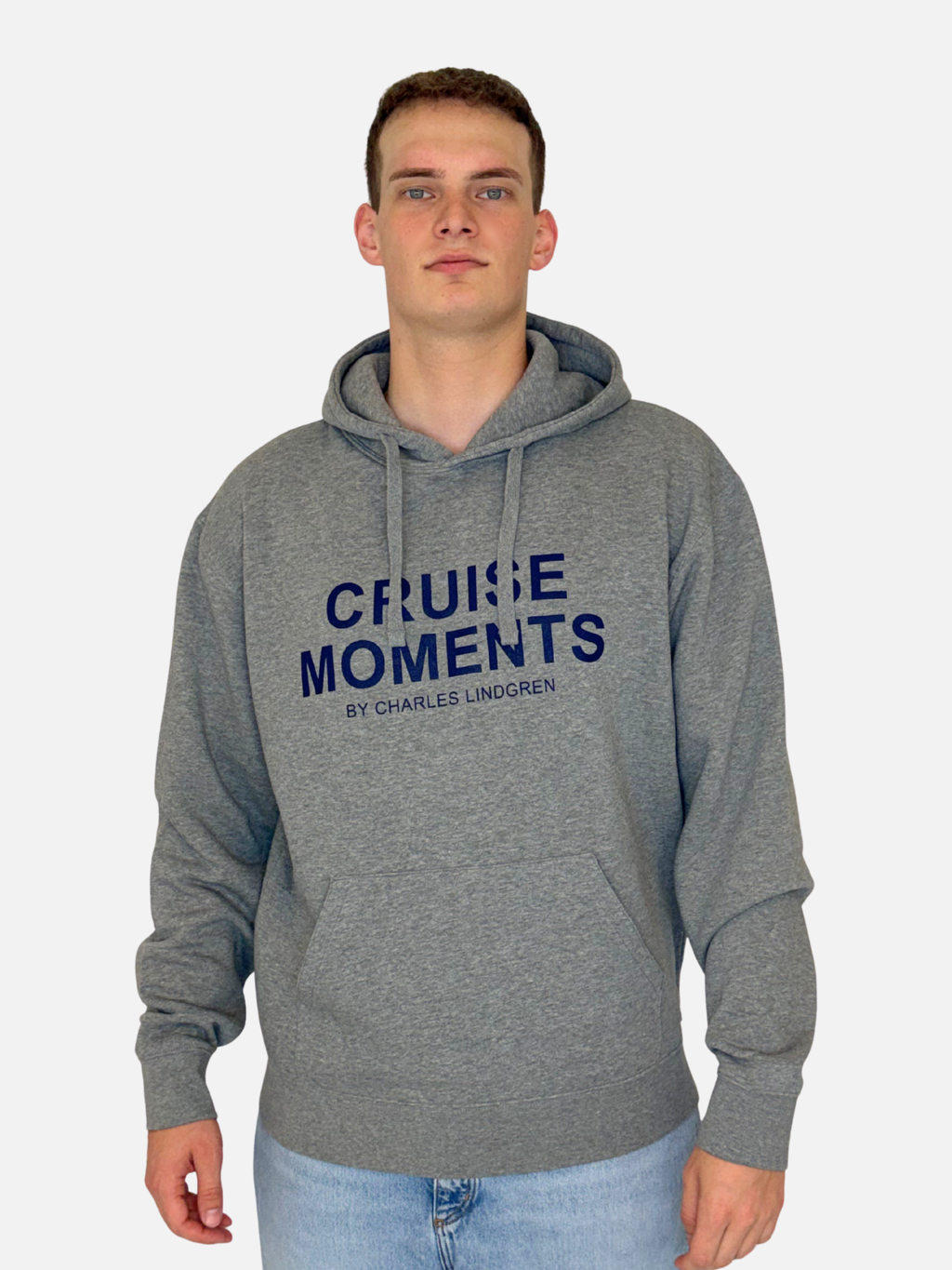 CRUISE MOMENTS Hoodie Grau Herren Unisex vorne charles lindgren offiziell