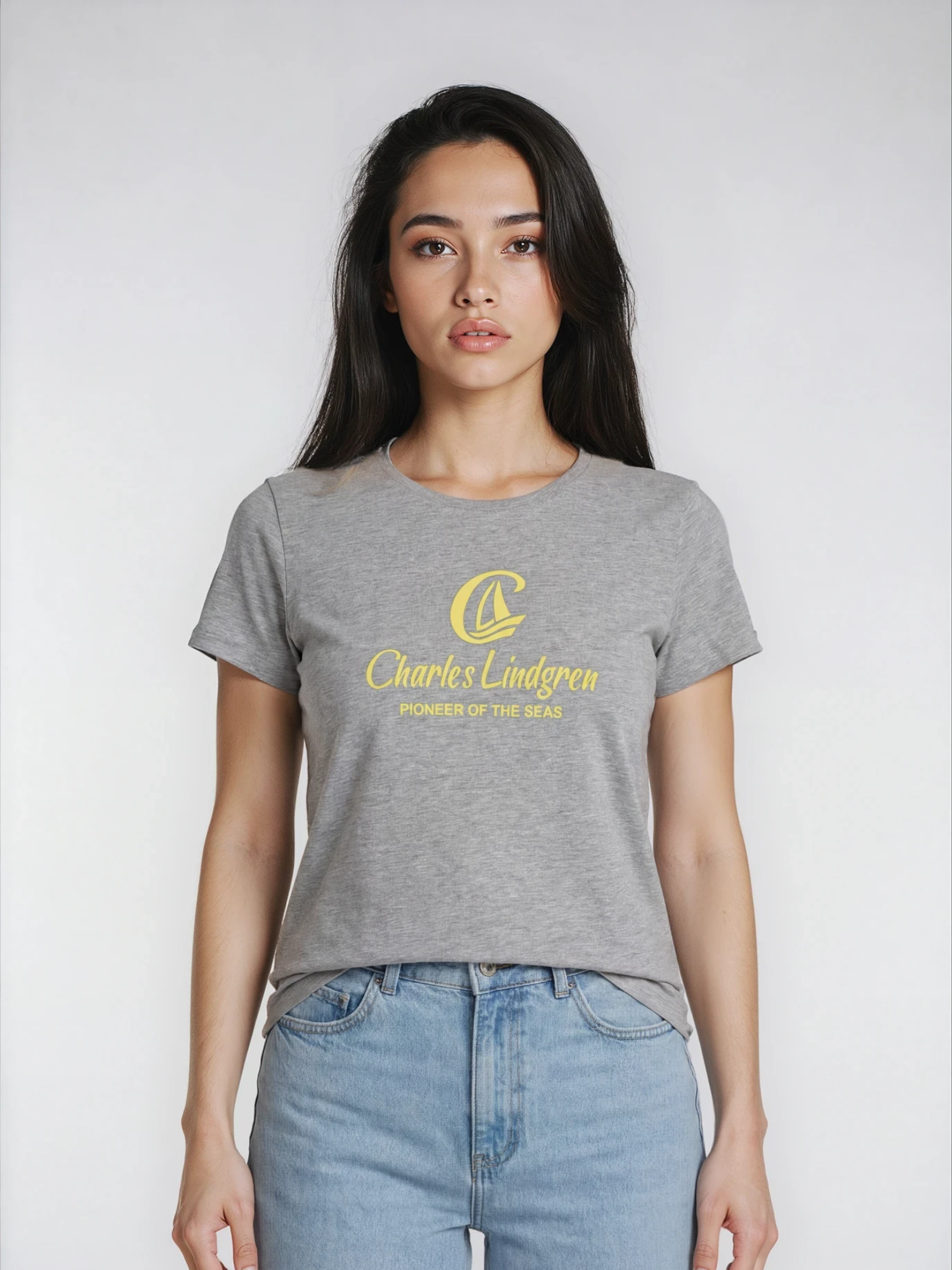 Charles Lindgren® – Damen T-Shirt „Charles and the Pioneer“ Grey Melange