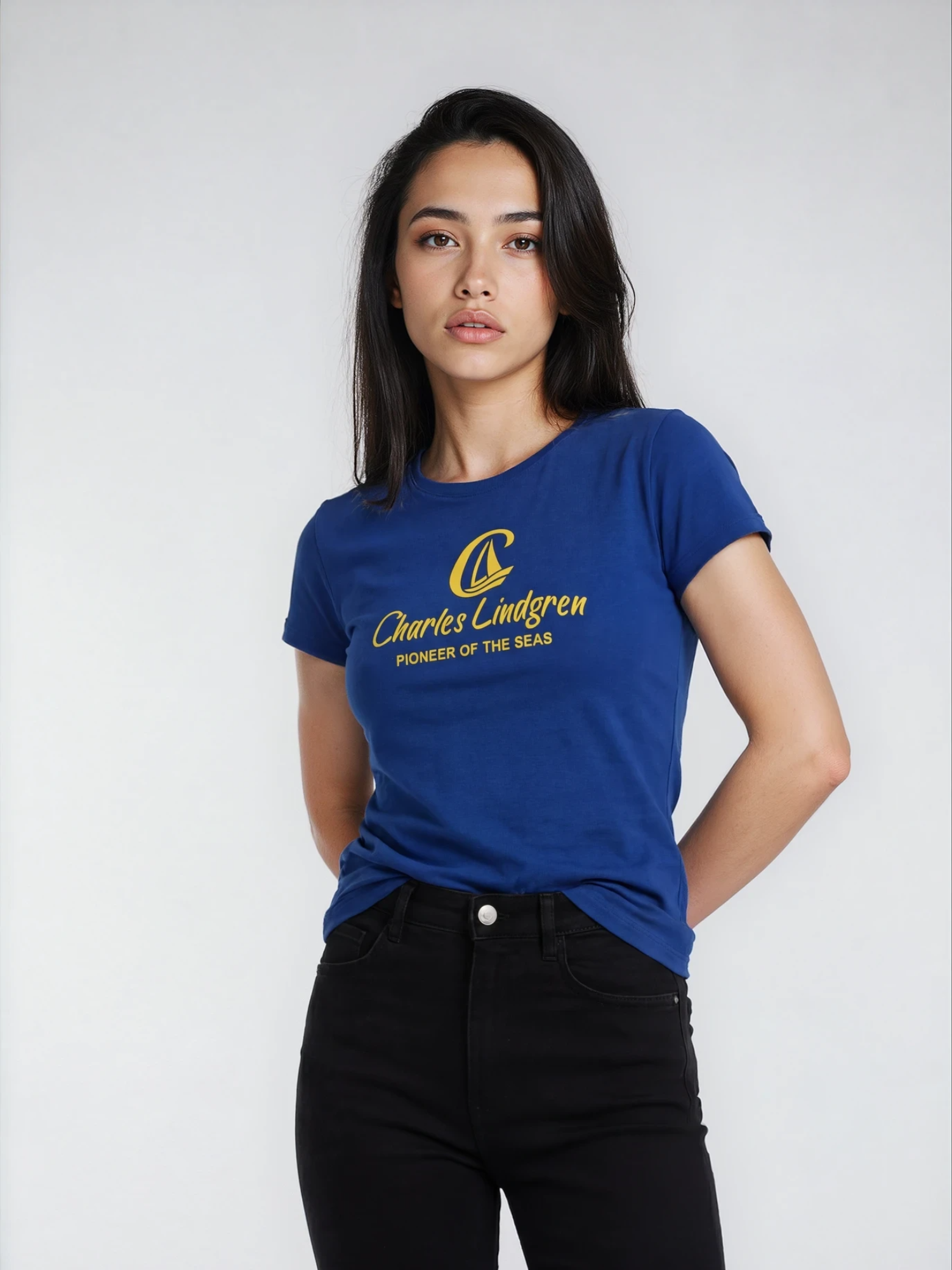 Charles Lindgren® – Damen T-Shirt „Charles and the Pioneer“ Royal Blue