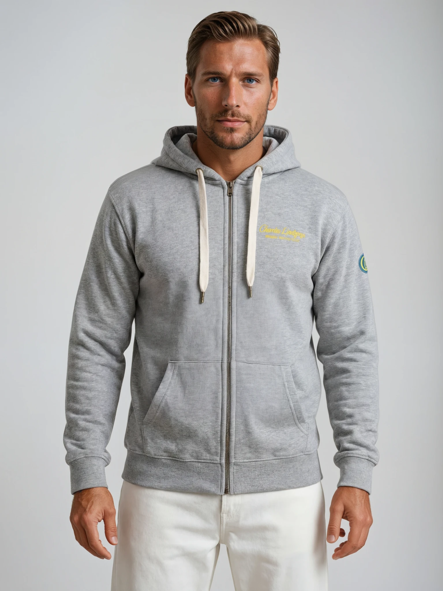 Charles Lindgren® – Herren Sweatjacke „Nautilus“ Meliert Grau