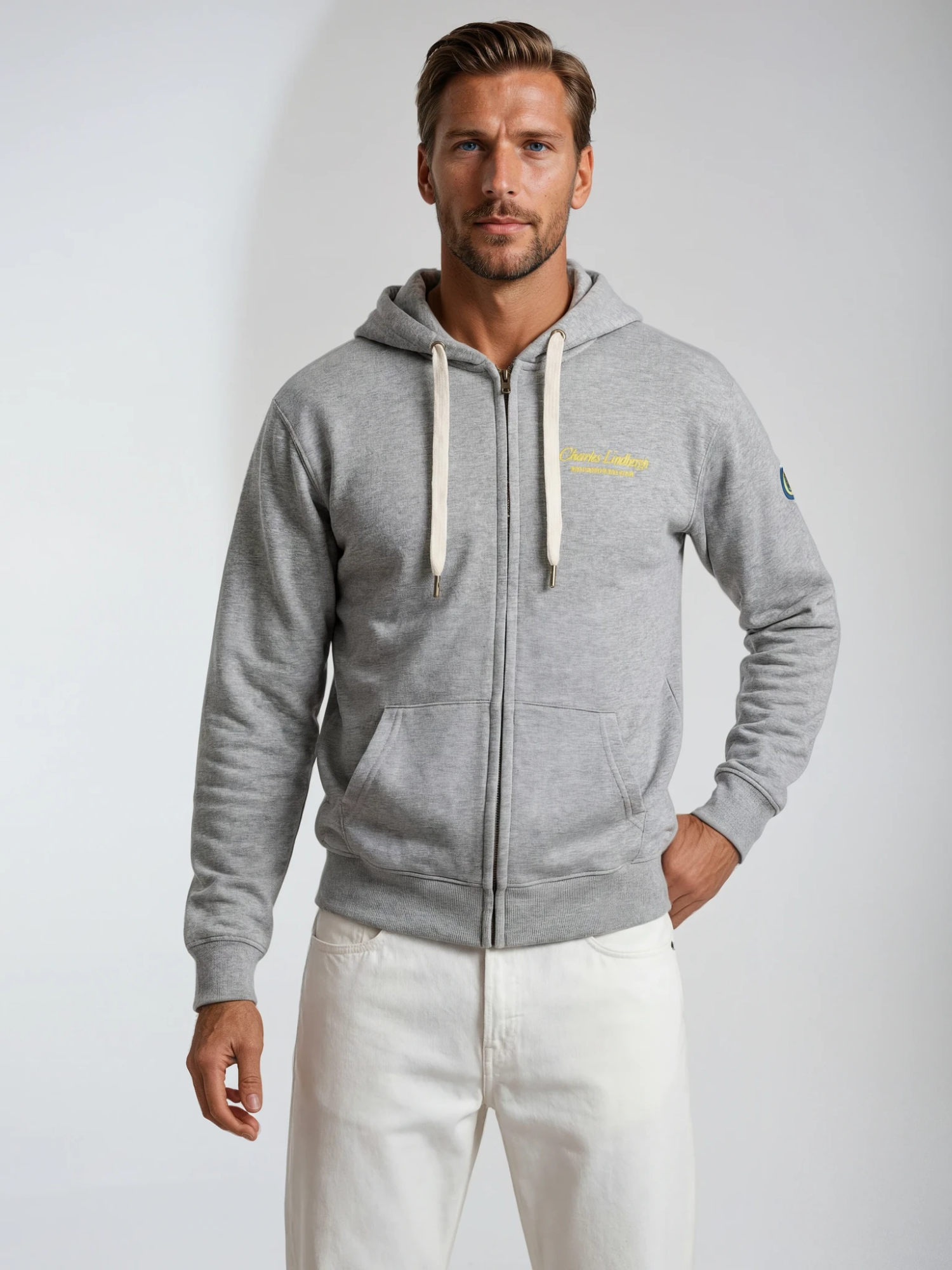 Charles Lindgren® – Herren Sweatjacke „Nautilus“ Meliert Grau