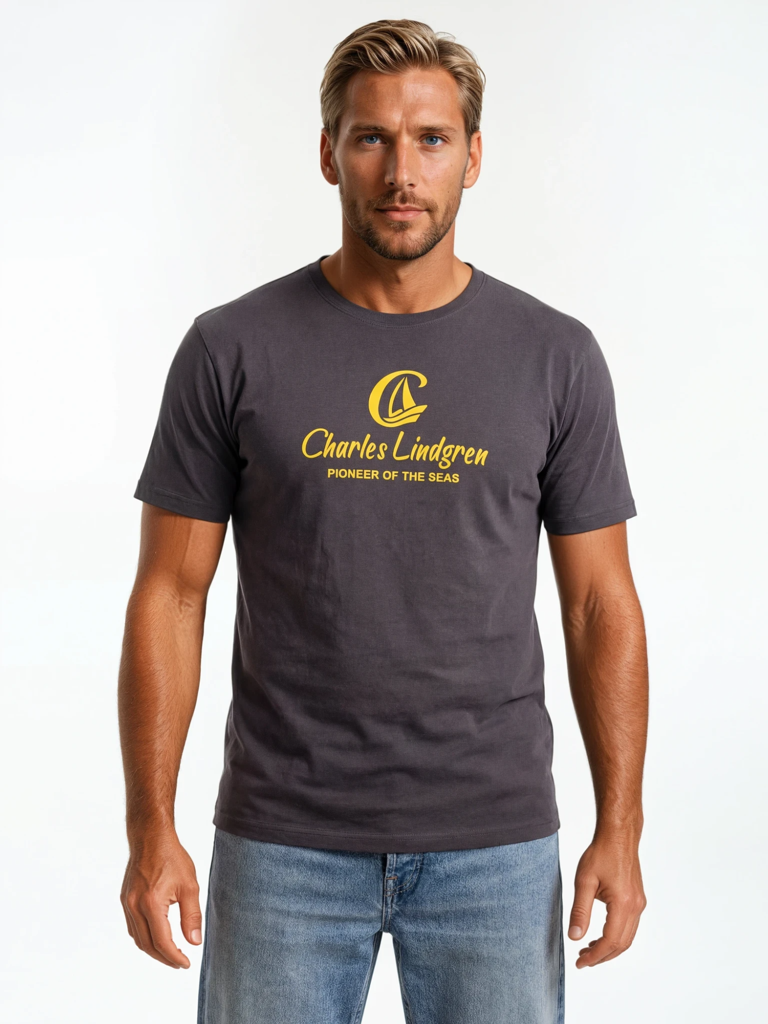 Charles Lindgren® – Herren T-Shirt „Pioneer of the Sea“ Dunkelgrau