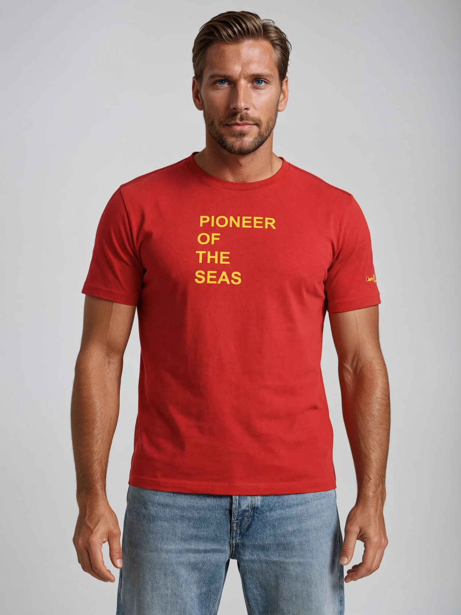 Charles Lindgren® – Herren T-Shirt „Pioneer of the Seas“ Rot