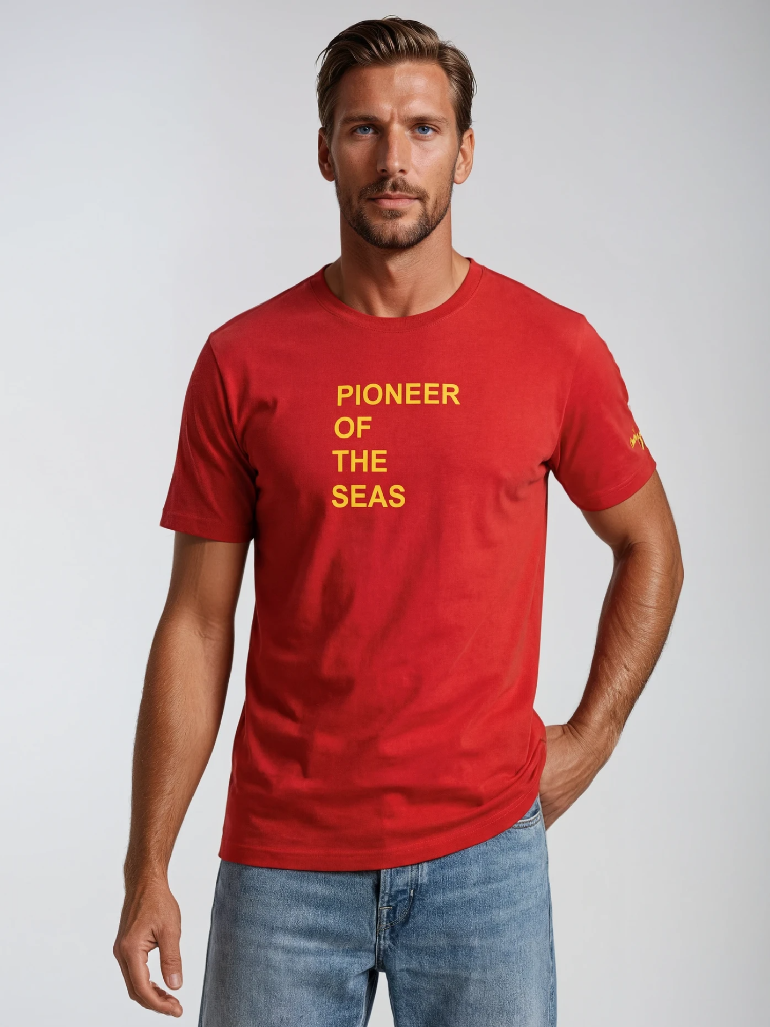Charles Lindgren® – Herren T-Shirt „Pioneer of the Seas“ Rot