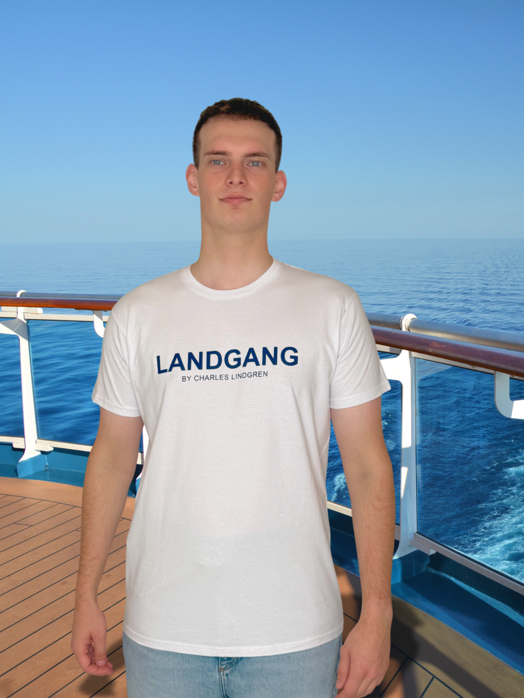 LANDGANG T-Shirt Weiss Herren Kreuzfahrt Charles Lindgren offiziell