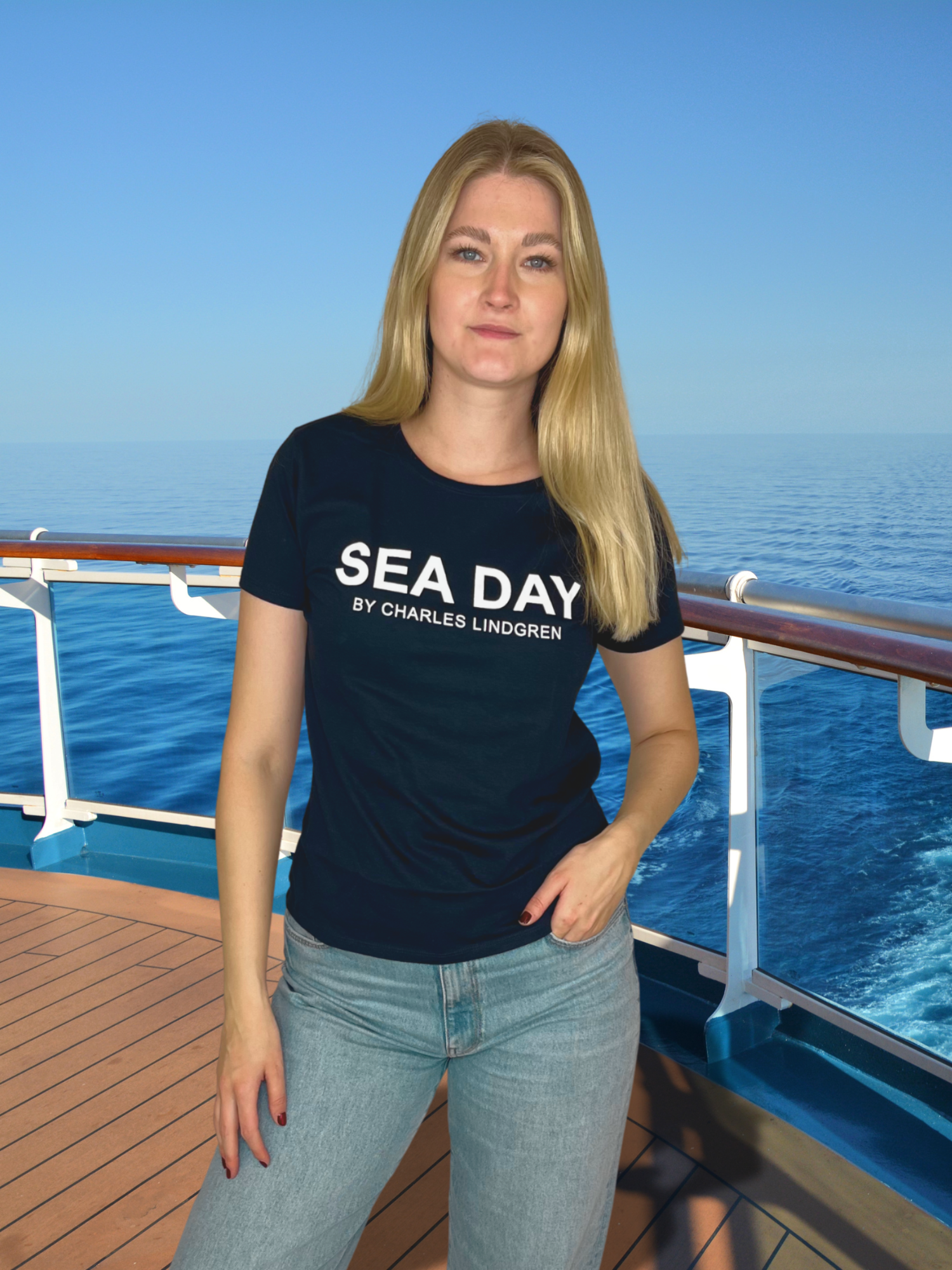 SEA DAY Black T-Shirt Vorne Kreuzfahrt charles lindgren offiziell