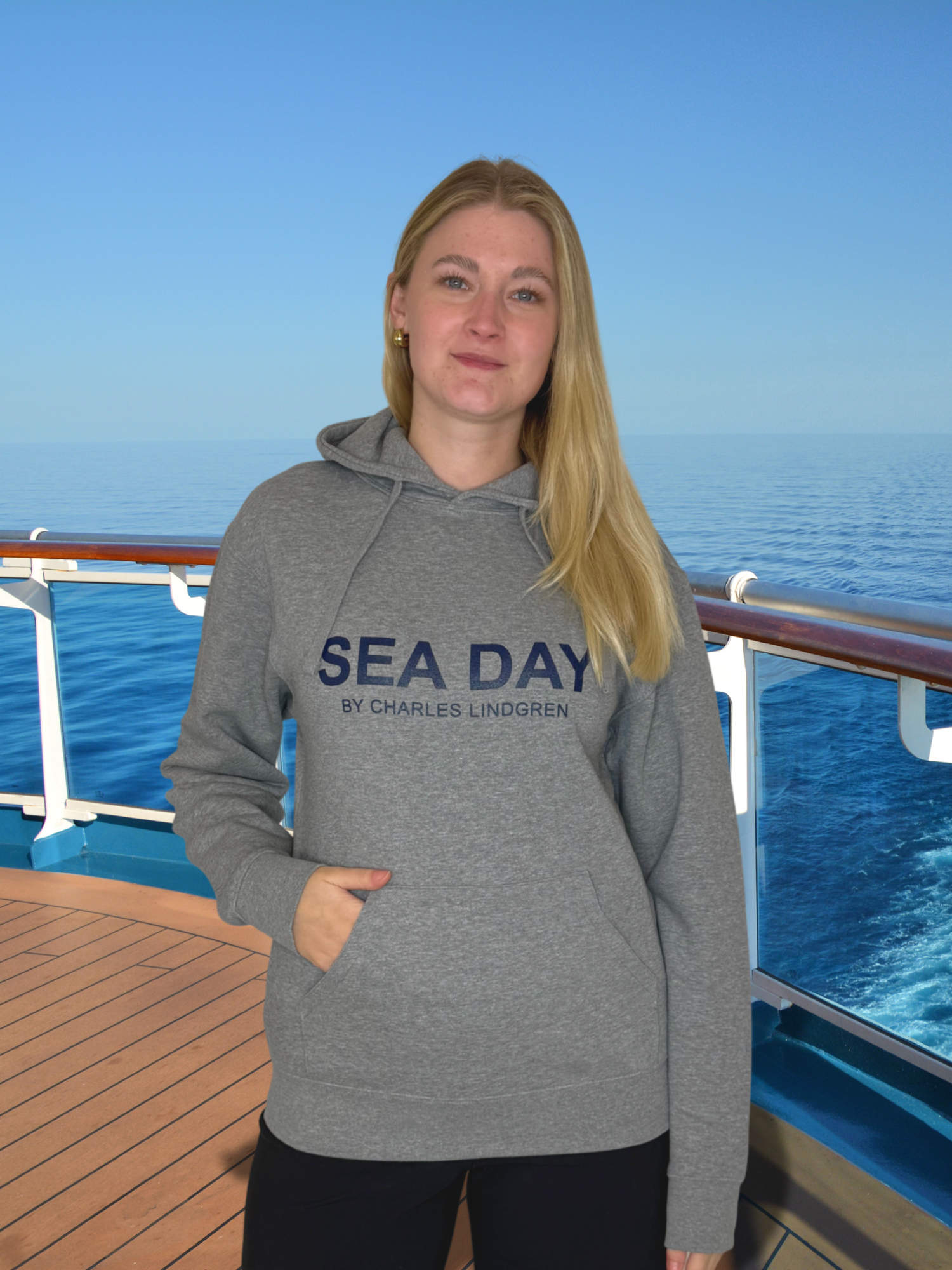 SEA DAY Hoodie Grau Damen unisex Kreuzfahrt Charles Lindgren offiziell