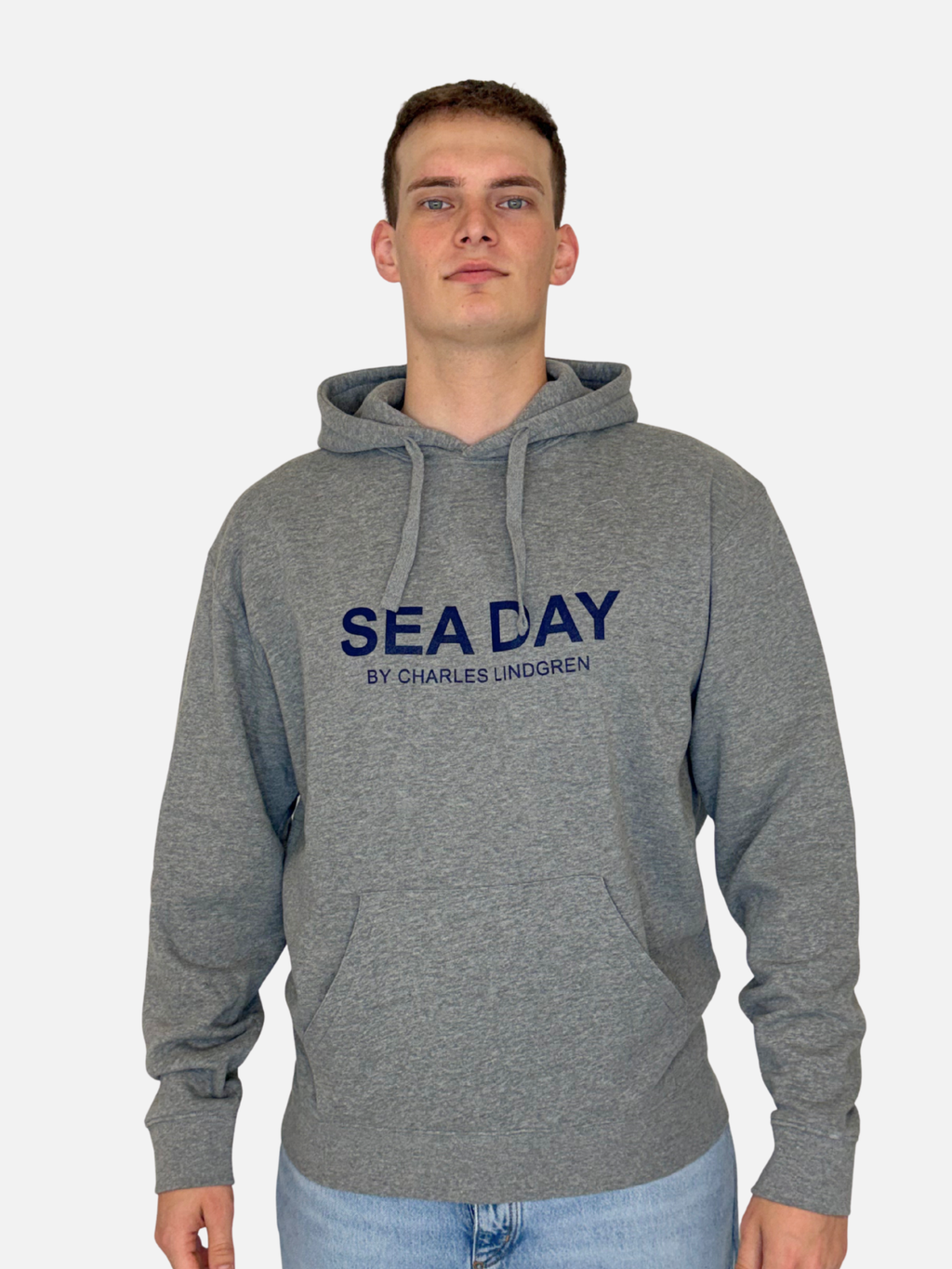 SEA DAY Hoodie Grau Herren Unisex vorne charles lindgren offiziell
