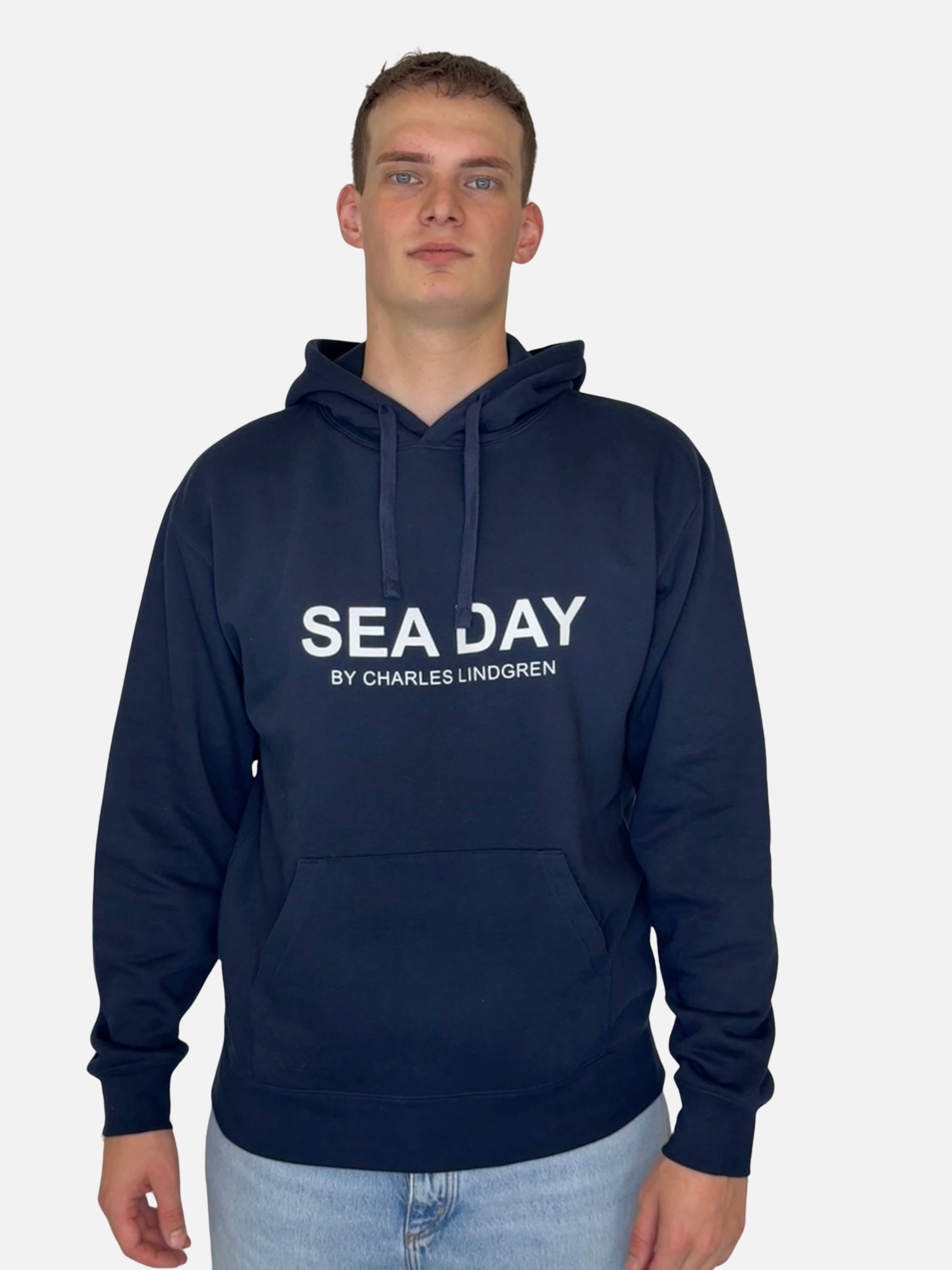 SEA DAY Hoodie Navy Herren Unisex vorne charles lindgren offiziell