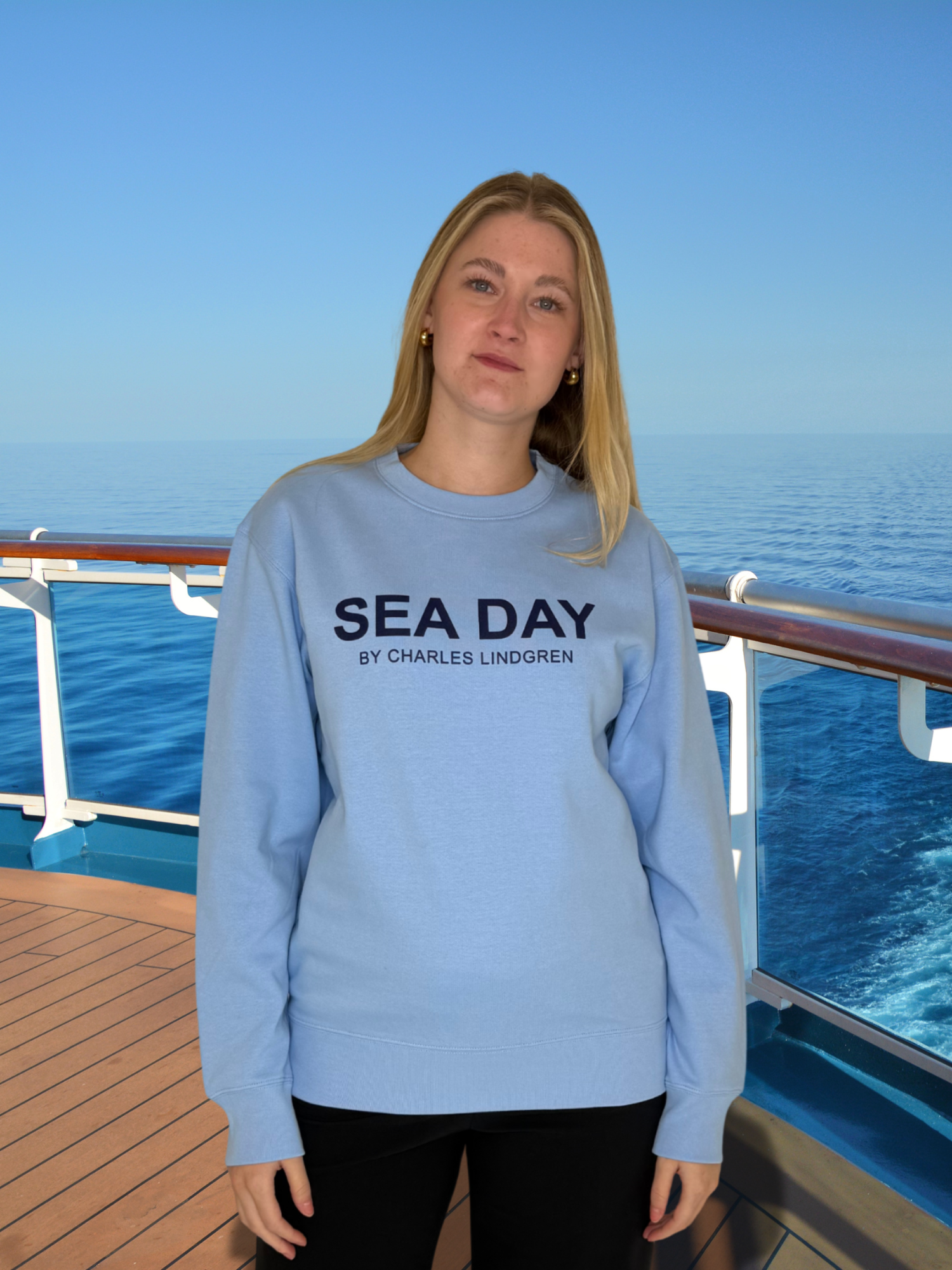 SEA DAY Sweatshirt Blau Damen unisex Kreuzfahrt charles lindgren offiziell