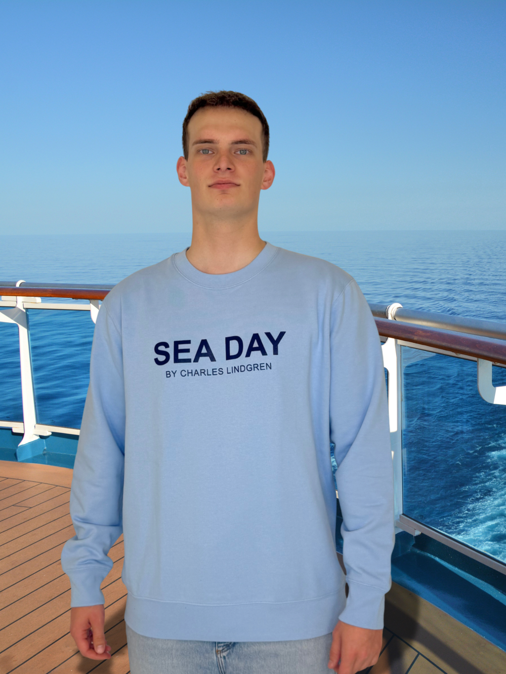 SEA DAY Sweatshirt Blau Herren unisex Kreuzfahrt charles lindgren offiziell
