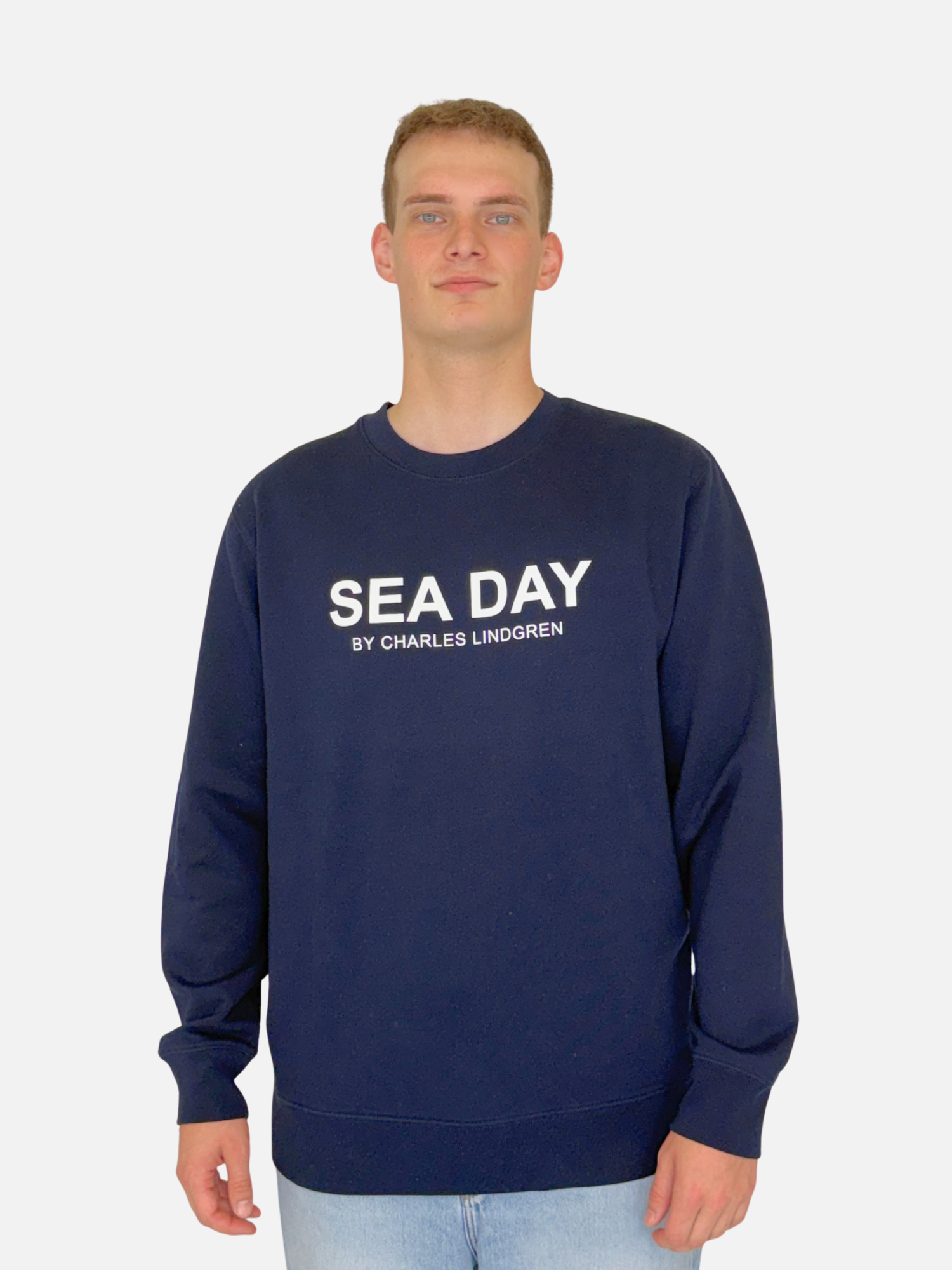 SEA DAY Sweatshirt Navy Herren unisex vorne charles lindgren offiziell