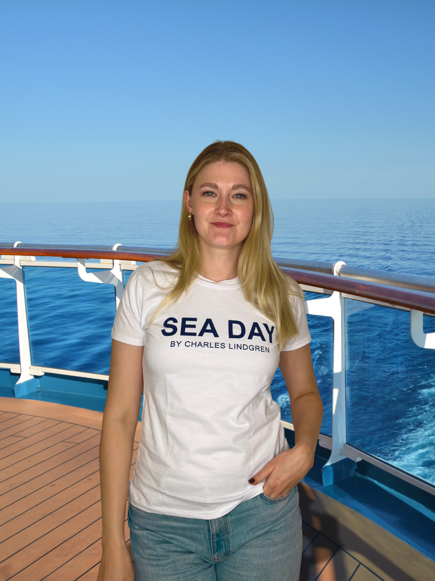 SEA DAY T-Shirt weiss damen vorne Kreuzfahrt Charles Lindgren offiziell