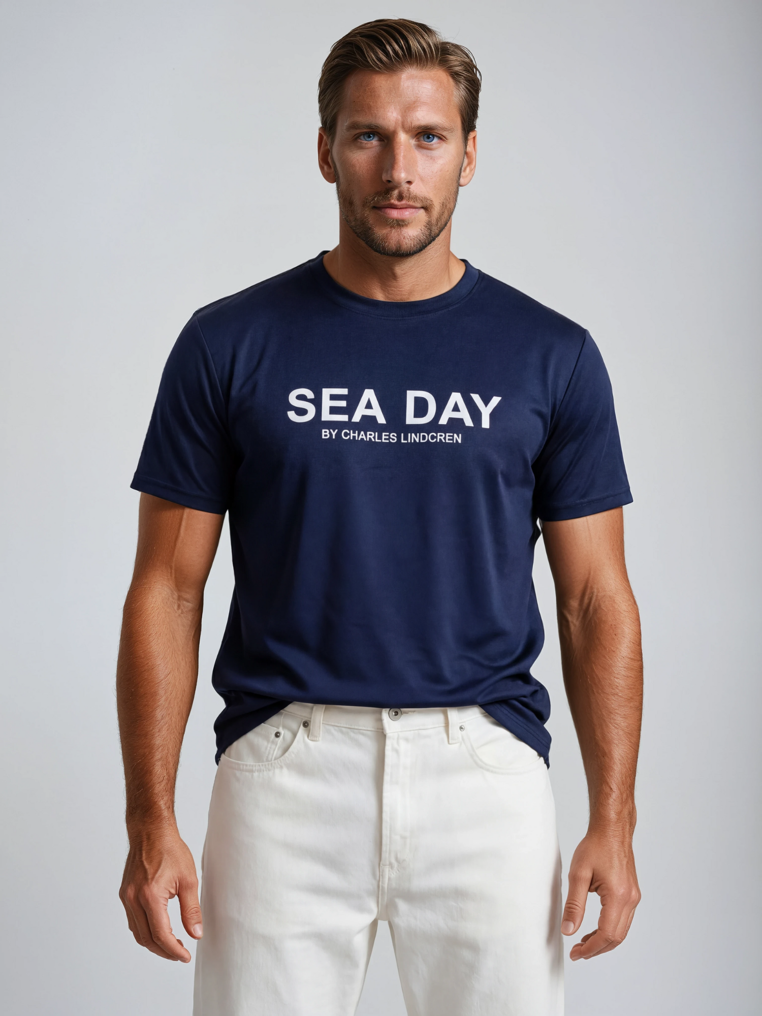 Charles Lindgren® – Herren T-Shirt „Sea Day“ in Navy