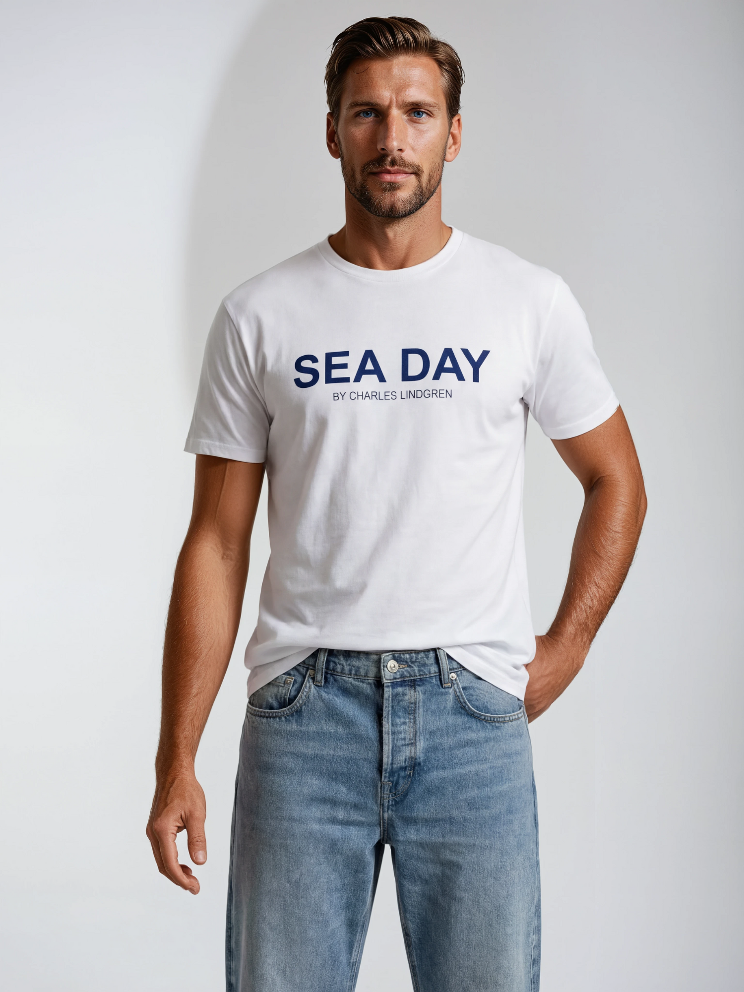 Charles Lindgren® – Herren T-Shirt „Sea Day“ in Weiß