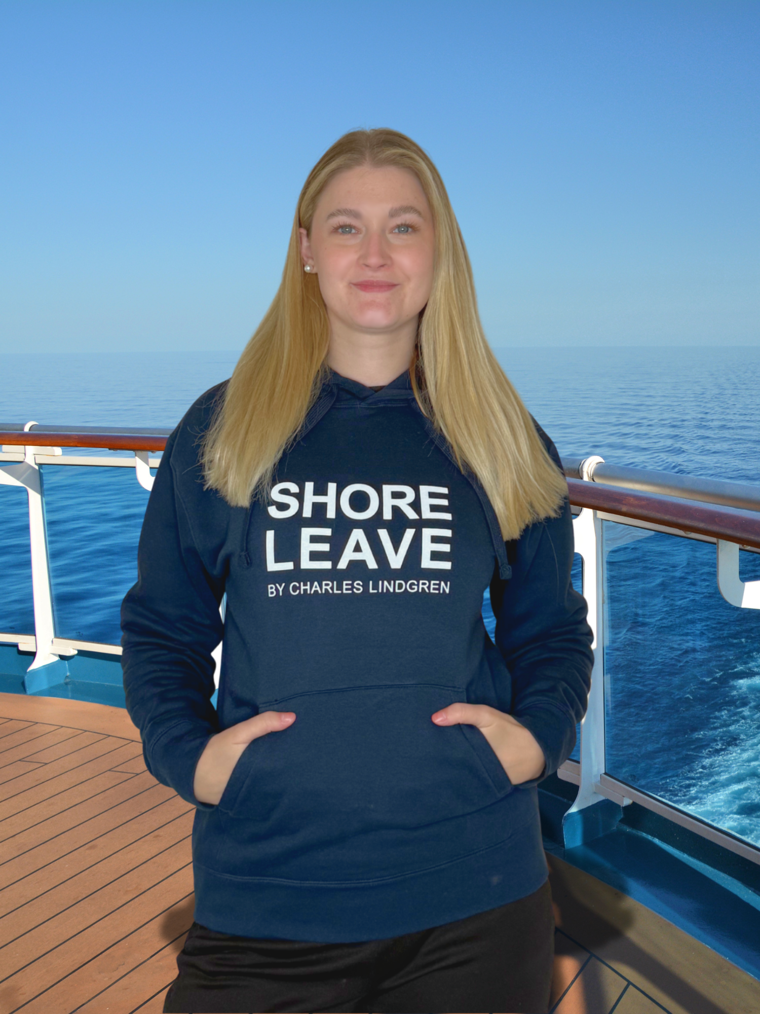 SHORE LEAVE Hoodie Navy Damen unisex Kreuzfahrt Charles lindgren offiziell