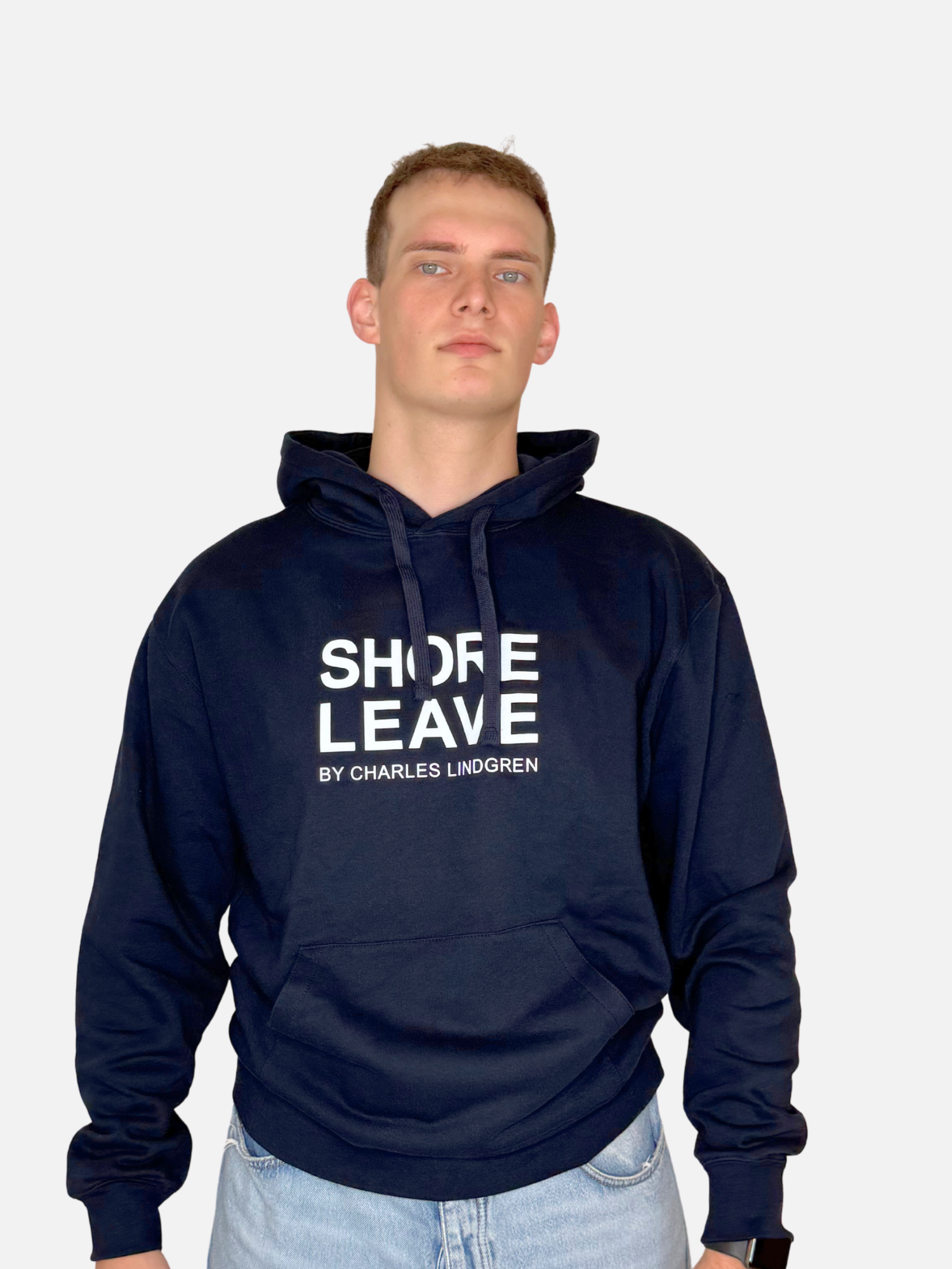 SHORE LEAVE Hoodie Navy Herren unisex vorne charles lindgren offiziell