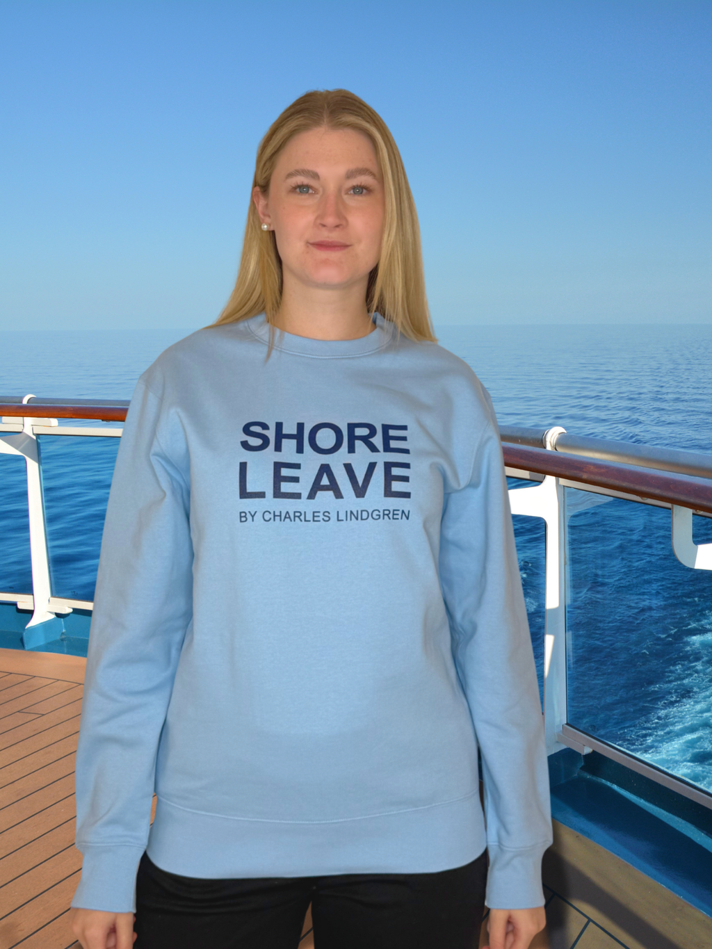 SHORE LEAVE Sweatshirt Blau Damen unisex Kreuzfahrt Charles Lindgren Offiziell