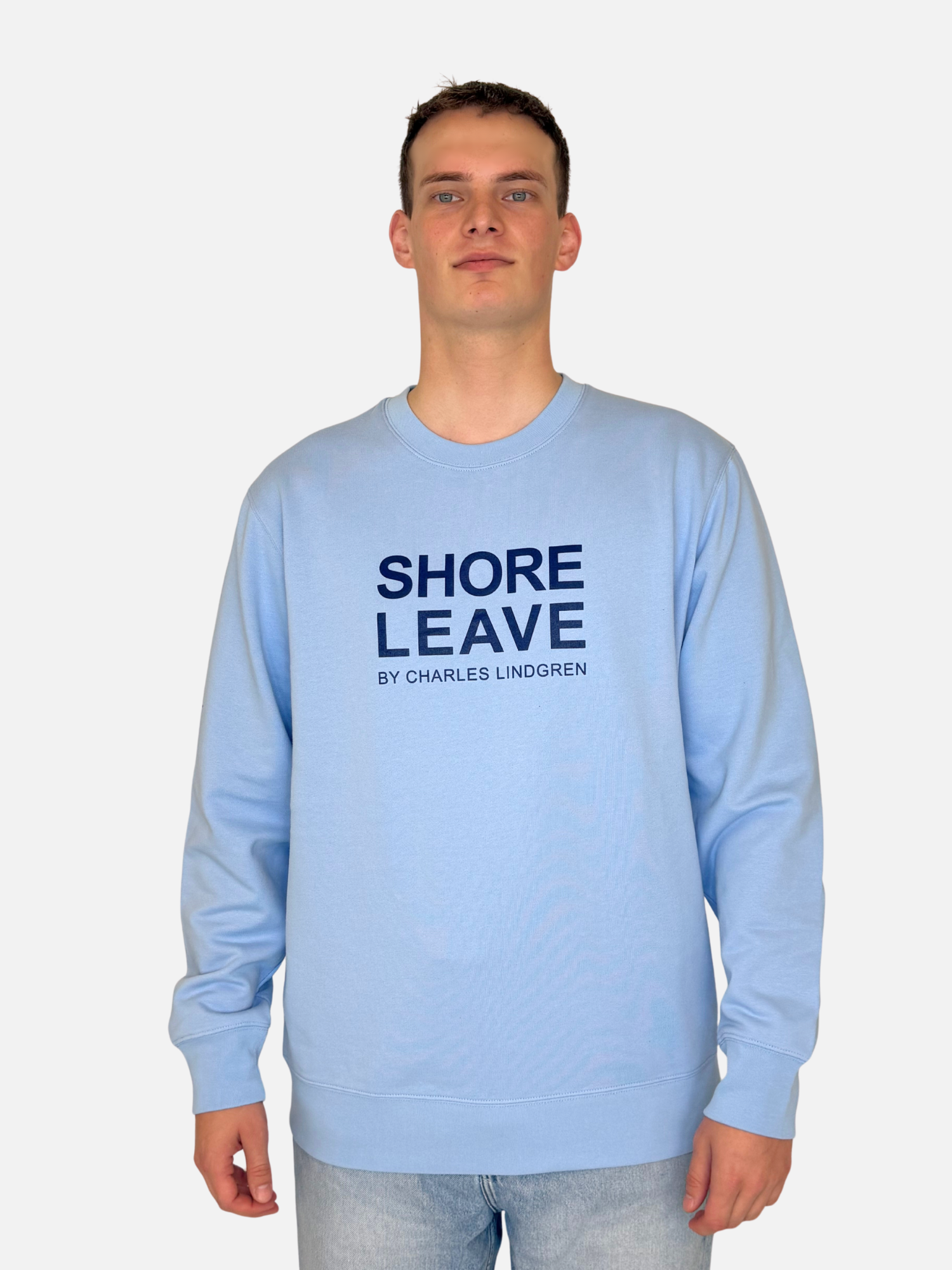 SHORE LEAVE Sweatshirt Blau Herren unisex vorne charles lindgren offiziell