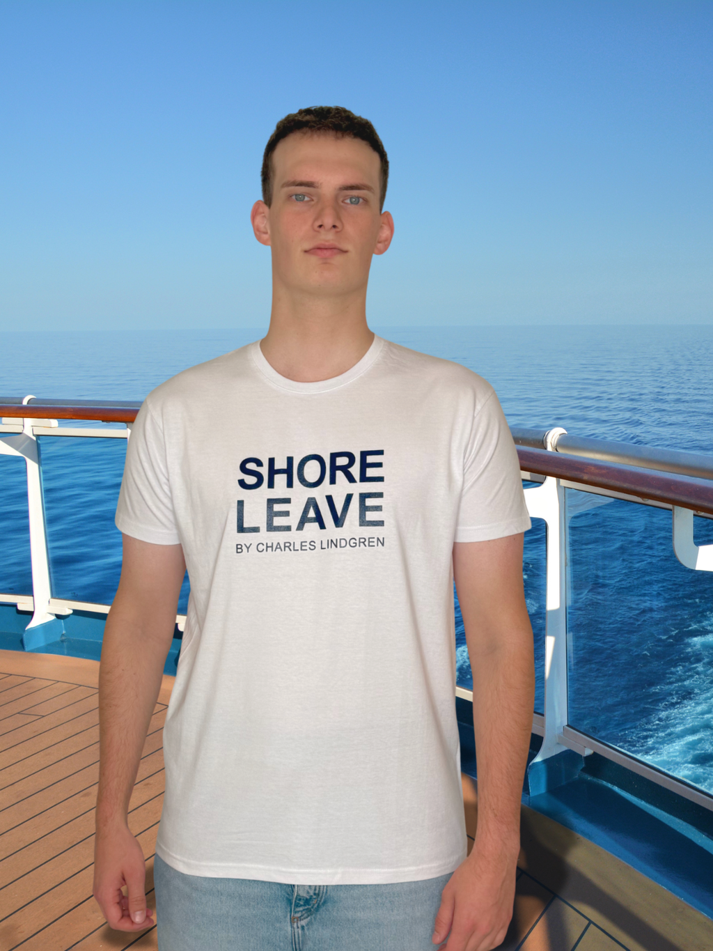 SHORE LEAVE T-Shirt Weiss Herren Kreuzfahrt Charles Lindgren offiziell