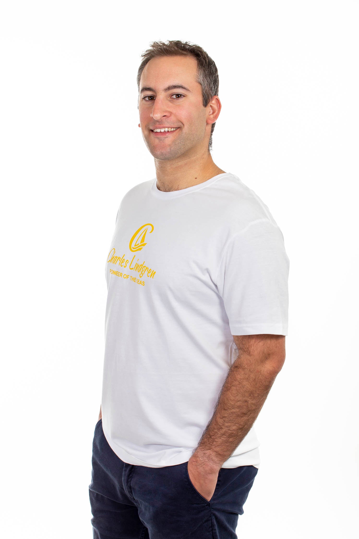 "Charles and the Pioneer" T-Shirt, Weiss, Herren