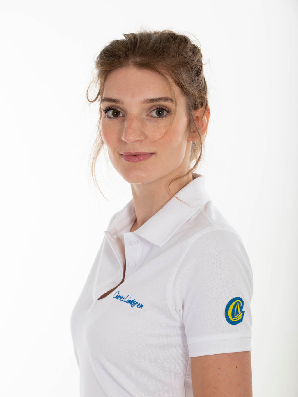 Charles Lindgren Offiziell Tethys Polo-Shirt Weiss Damen seite