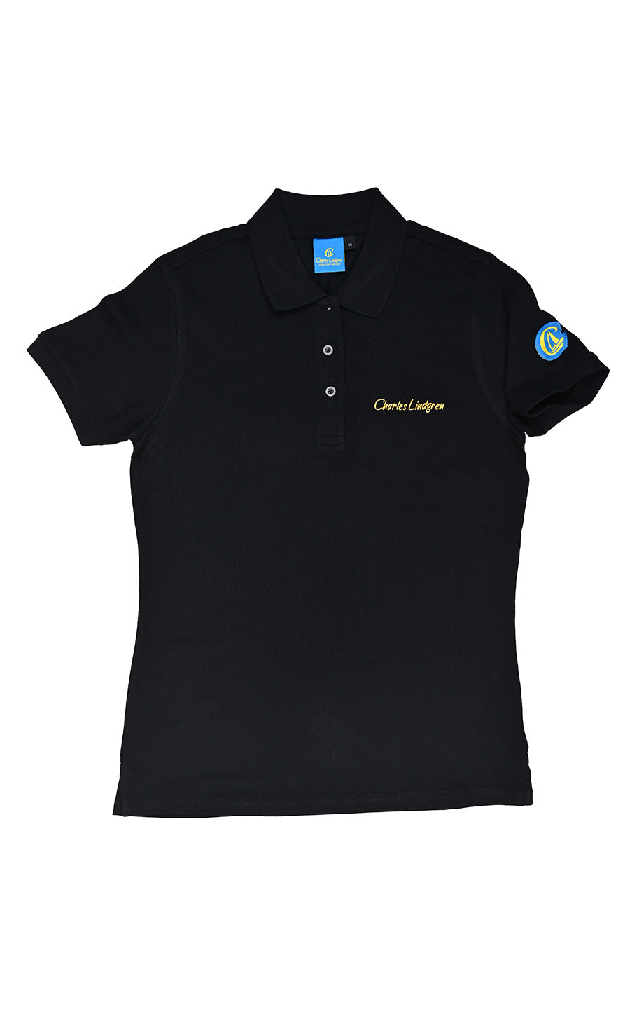 Charles Lindgren offiziell Damen Poloshirt Schwarz ausgeschnitten