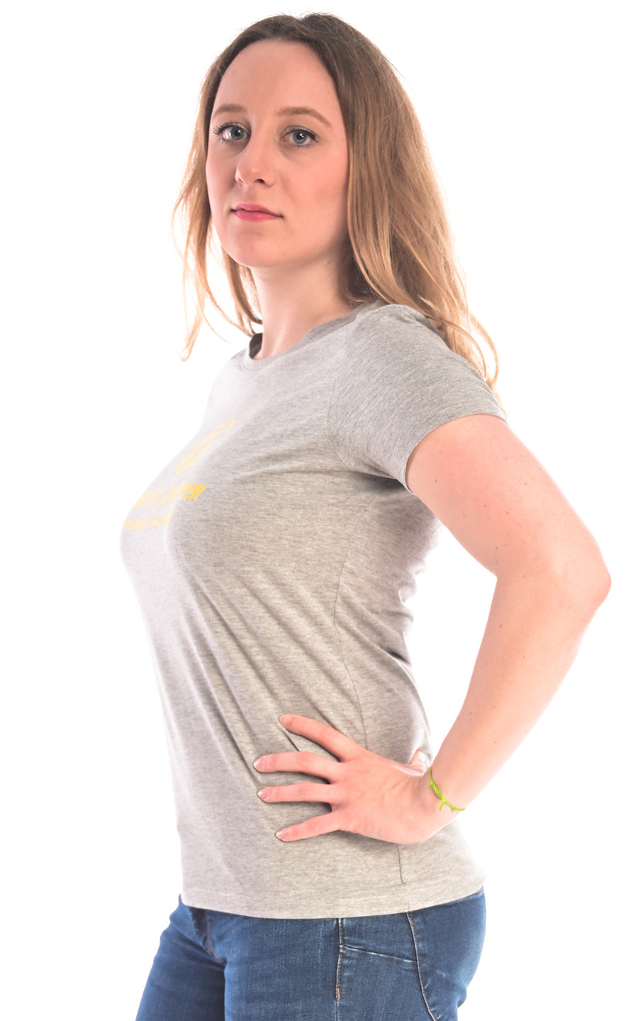 Charles Lindgren offiziell– Damen T-Shirt „Charles and the Pioneer“ Grey Melange vorne seite