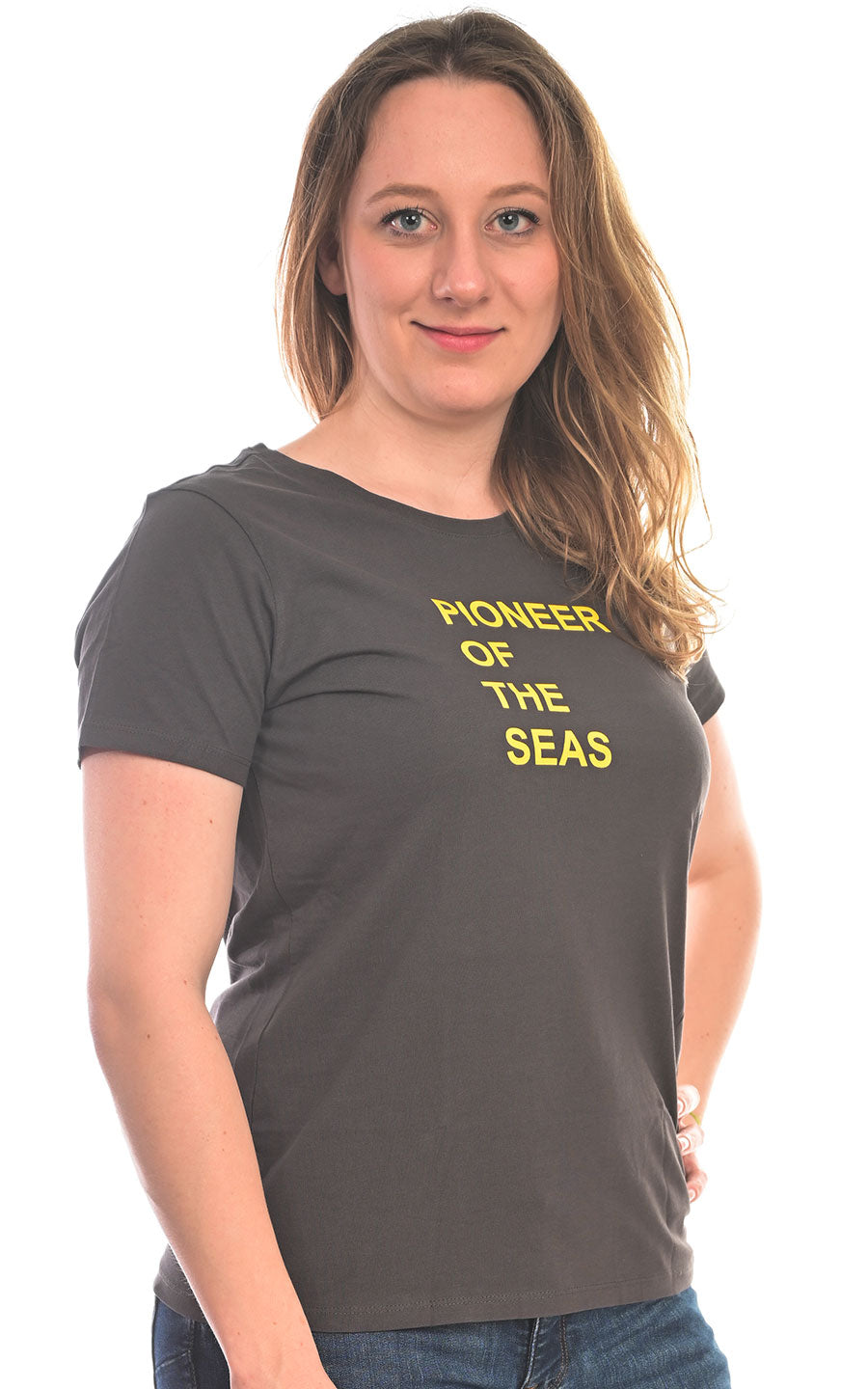 Charles Lindgren offiziell Damen T-Shirt „Pioneer of the Seas“ Dunkelgrau vorne