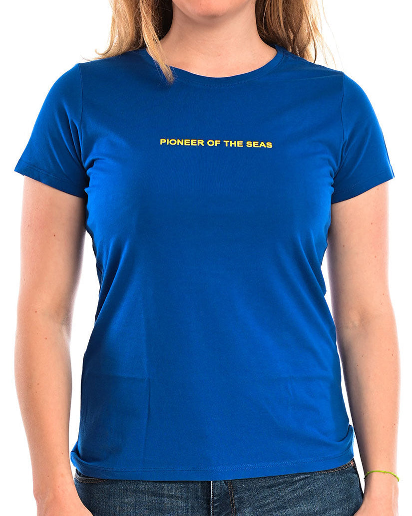 Charles Lindgren offiziell Damen T-Shirt „Pioneer of the Seas“ Royal Blue vorne