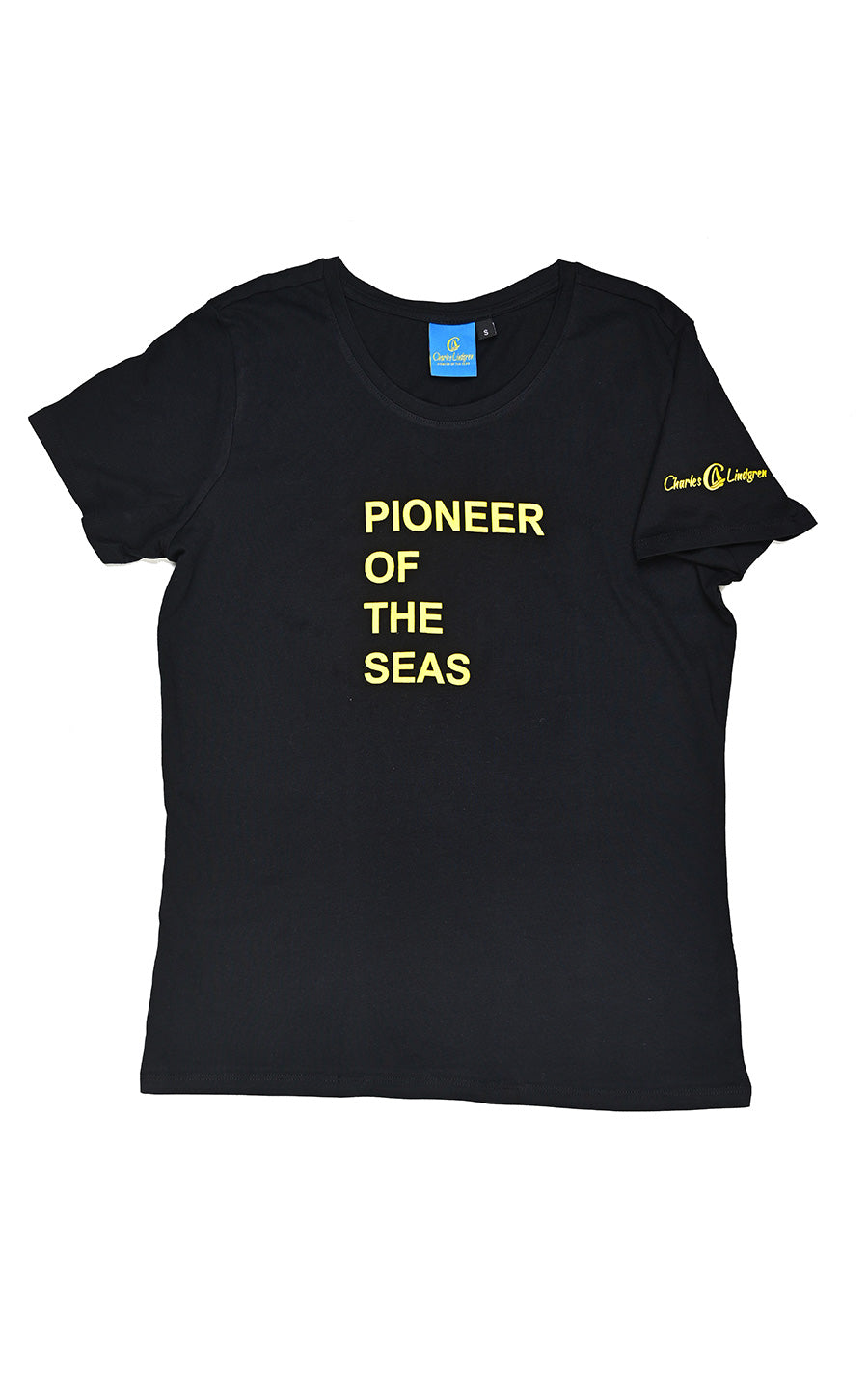 Charles Lindgren offiziell Damen T-Shirt „Pioneer of the Seas“ Schwarz ausgeschnitten