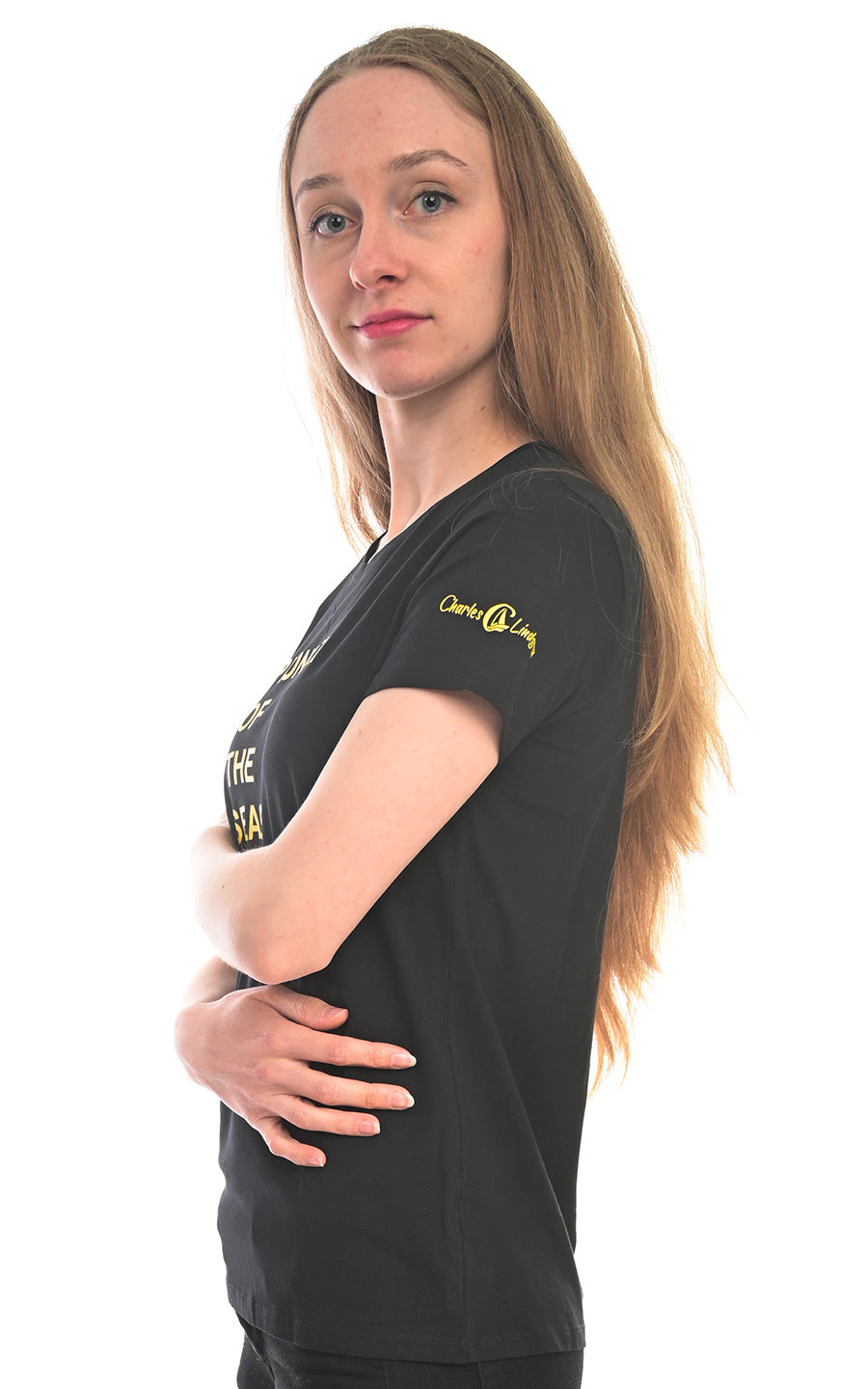 Charles Lindgren offiziell Damen T-Shirt „Pioneer of the Seas“ Schwarz seite