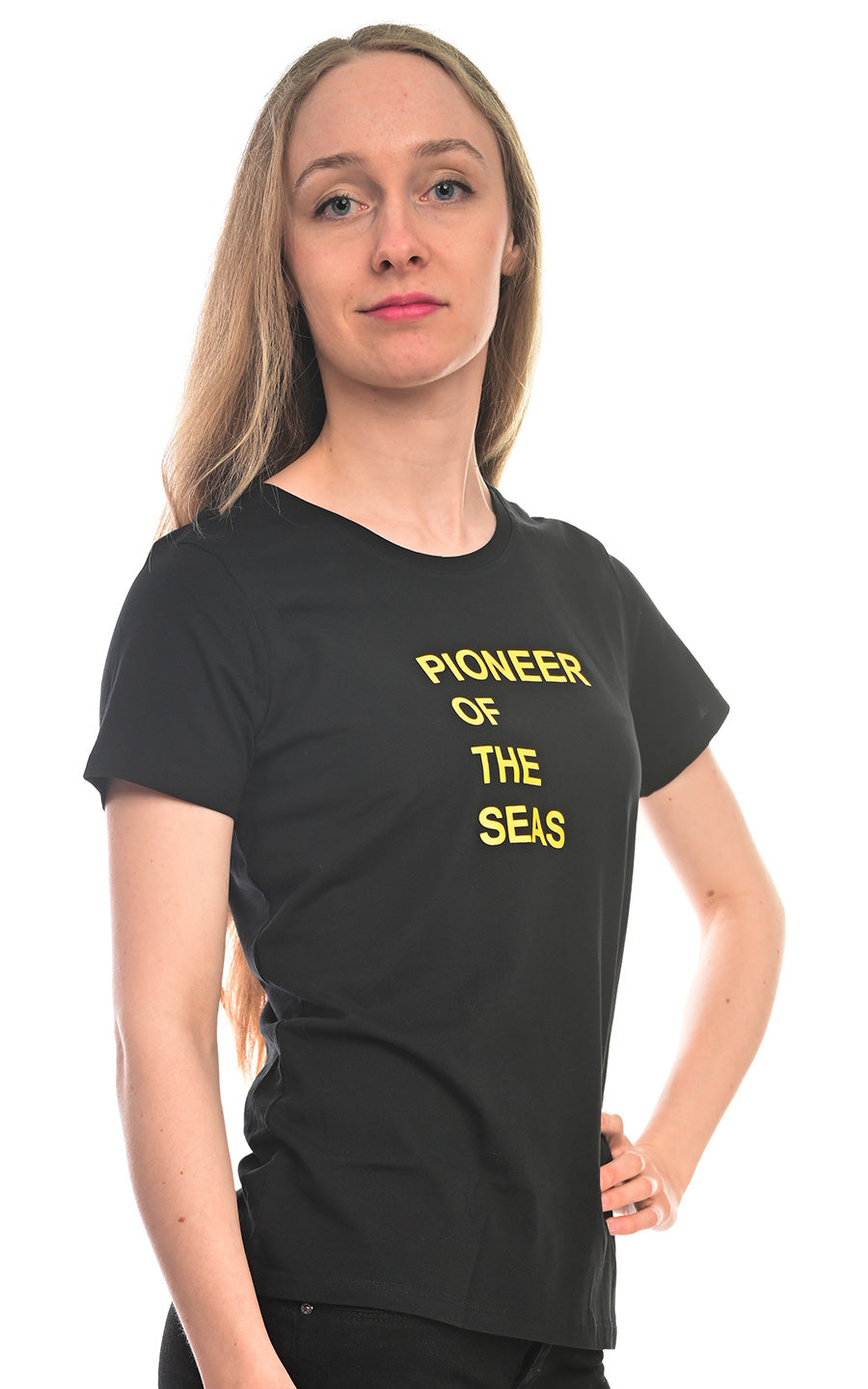 Charles Lindgren offiziell Damen T-Shirt „Pioneer of the Seas“ Schwarz vorne