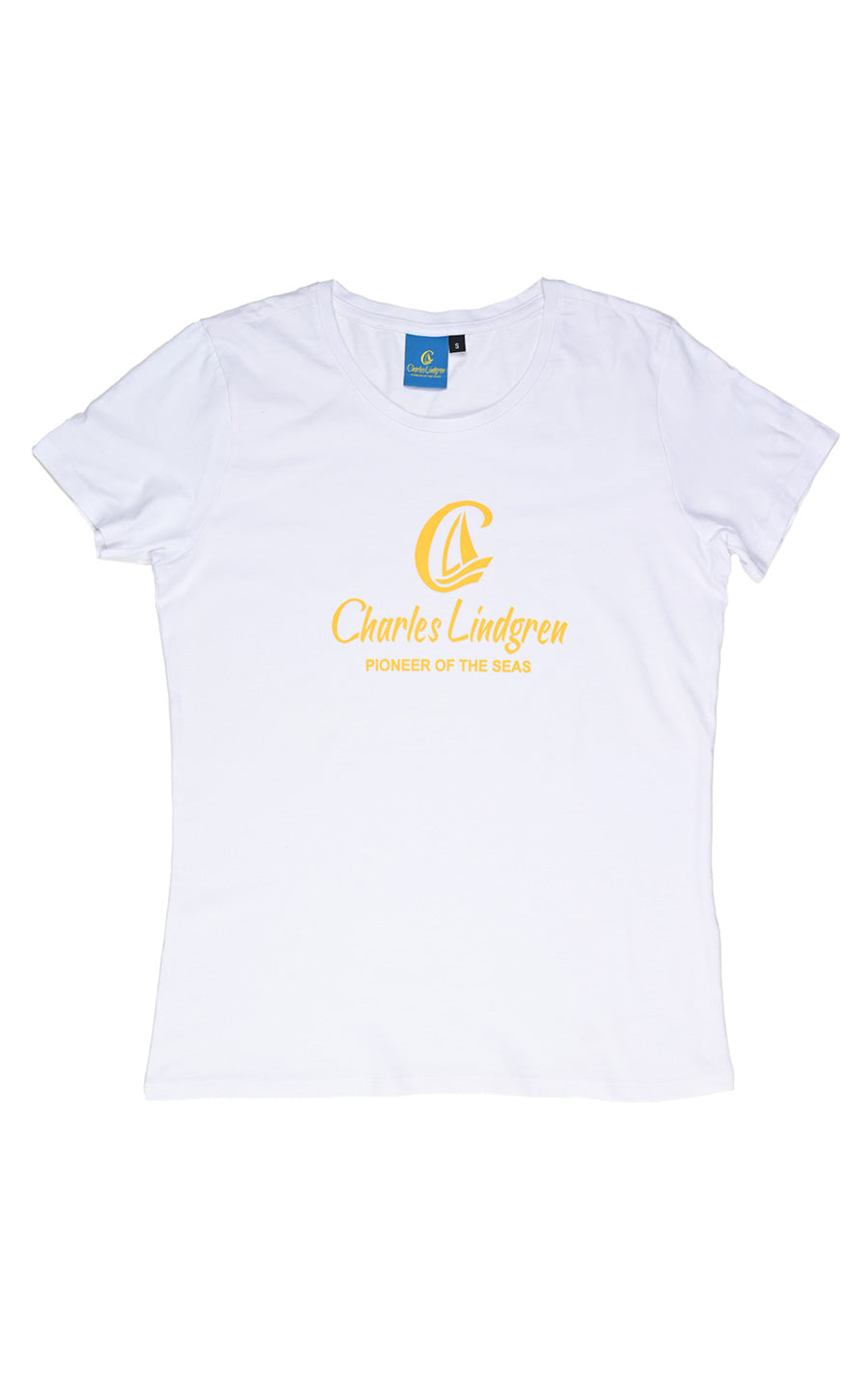 Charles Lindgren offiziell Damen T-Shirt „Pioneer of the Seas“ Weiß ausgestellt