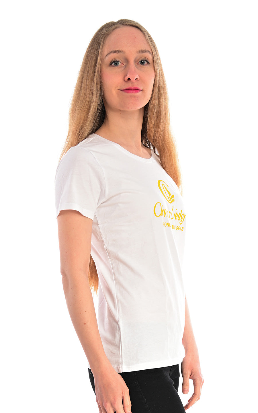 Charles Lindgren offiziell Damen T-Shirt „Pioneer of the Seas“ Weiß seite