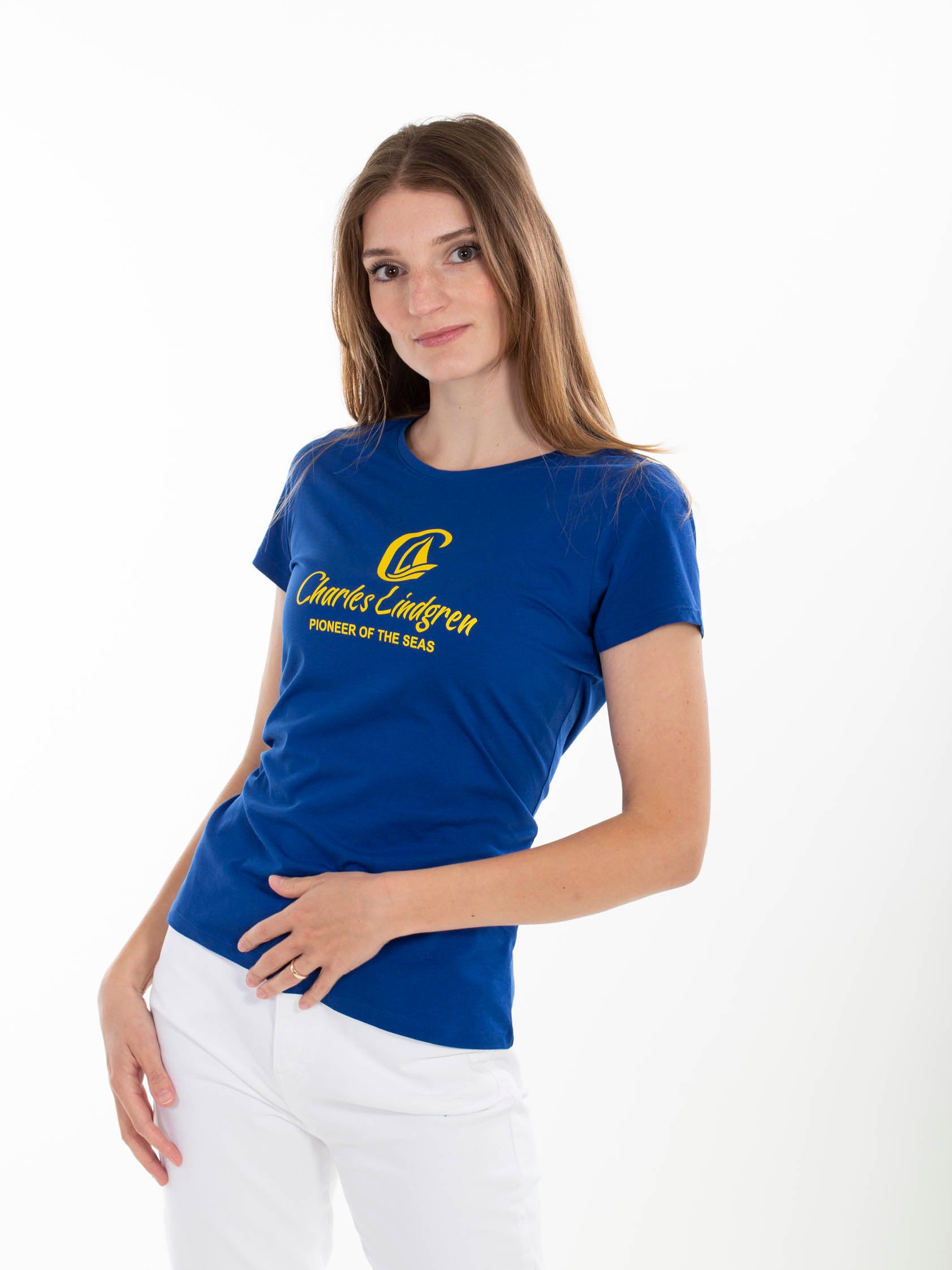 Charles Lindgren offiziell Pioneer T-Shirt Koenigsblau Damen