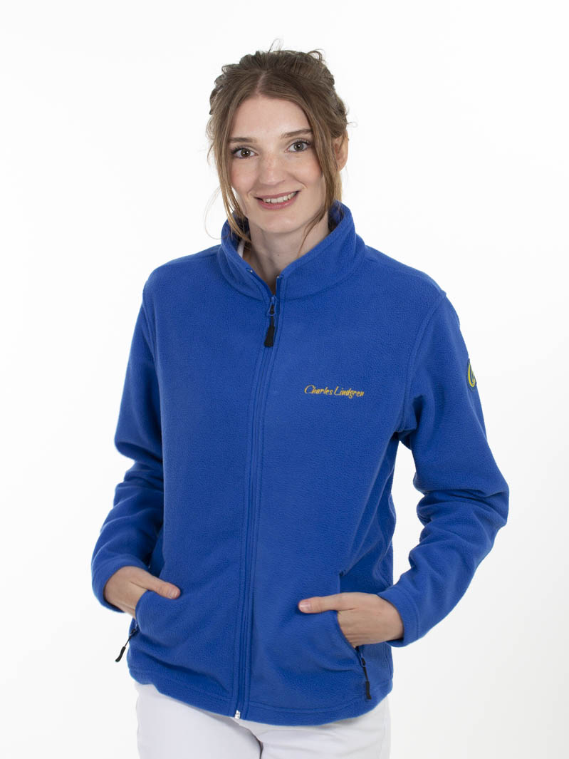 Fleece jacke damen blau vorne stick charles Lindgren