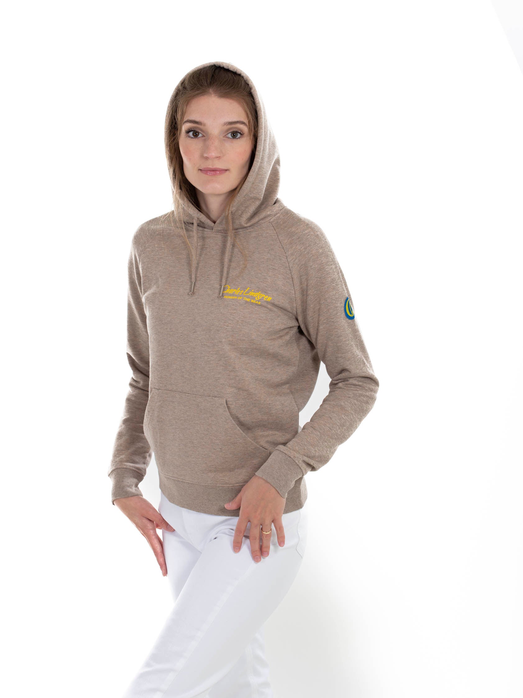 "Charles and the Pioneer“ Hoodie, heather sand, Damen